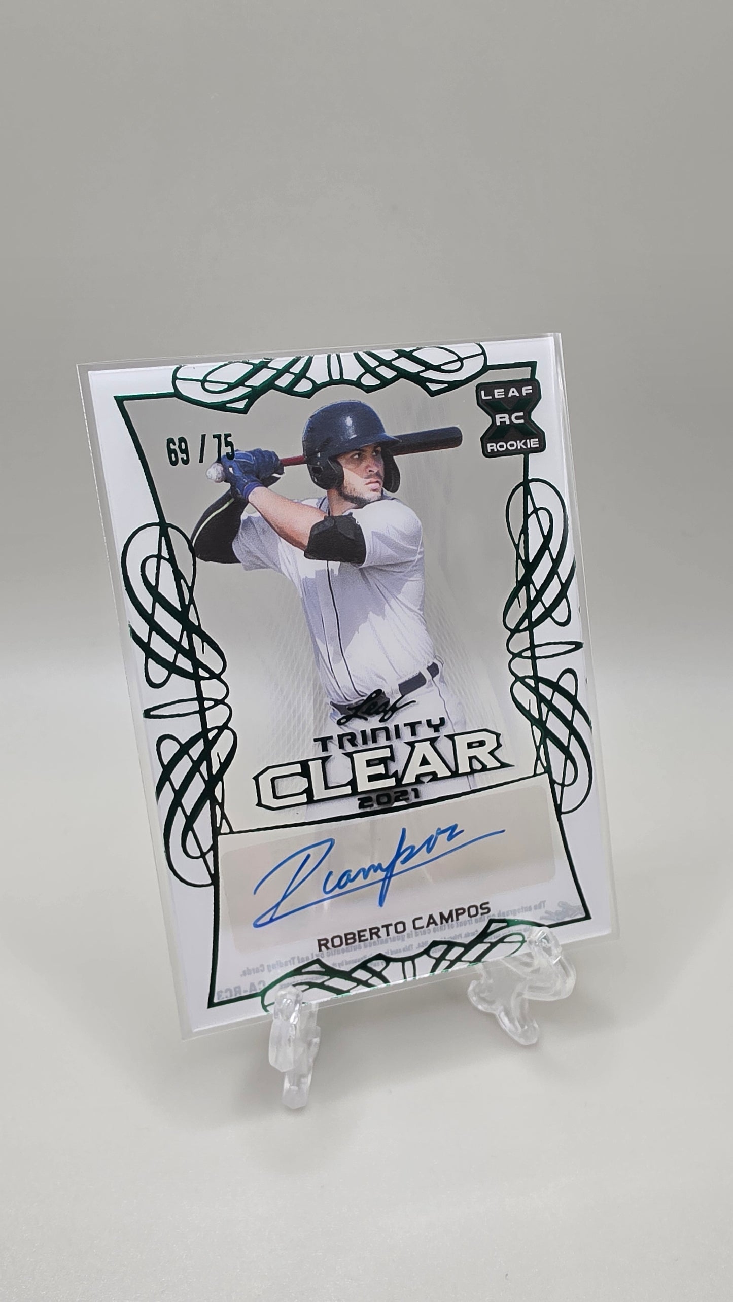 2021 Leaf Trinity Clear Roberto Campos Auto #/75 Card # CA-RC3
