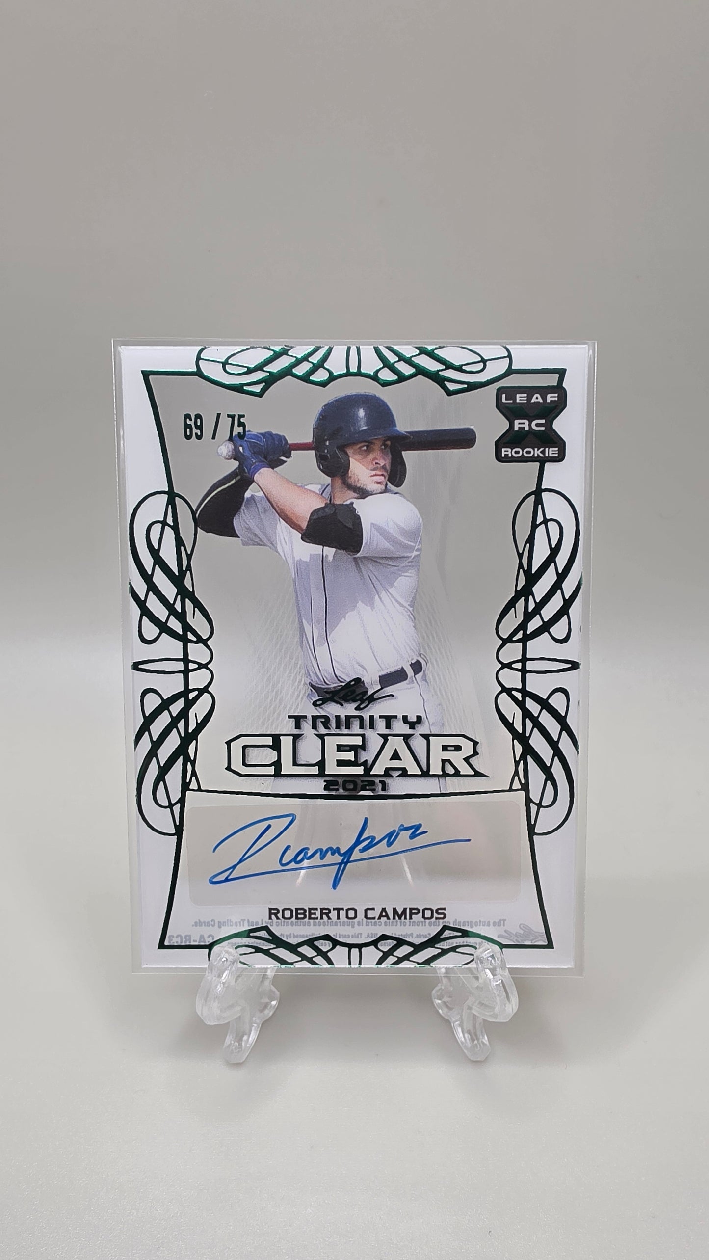 2021 Leaf Trinity Clear Roberto Campos Auto #/75 Card # CA-RC3