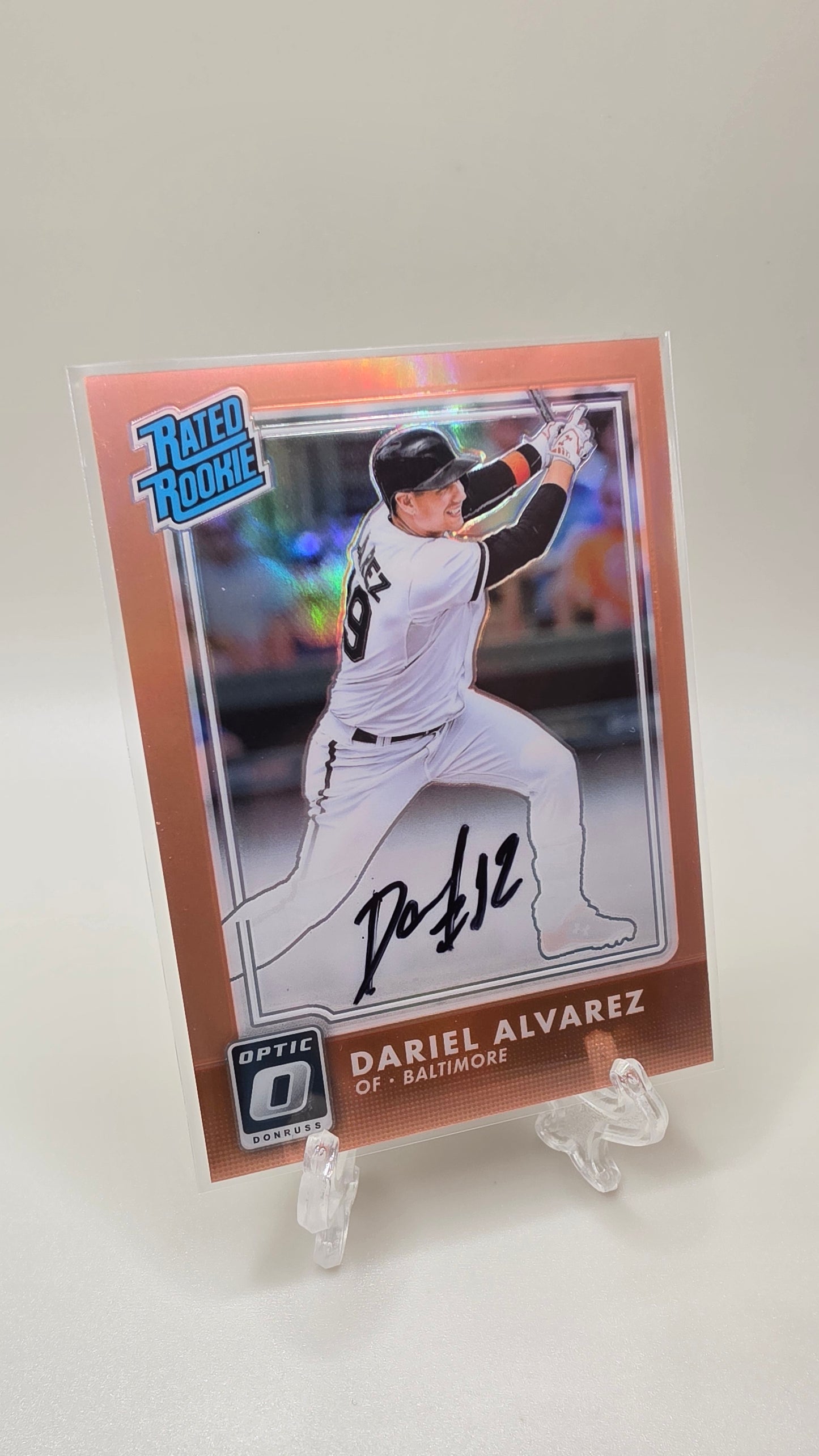 2016 Donruss Optic Baseball Dariel Alvarez Rated Rookie #/50 Orange Parallel Auto Card # RR-DA