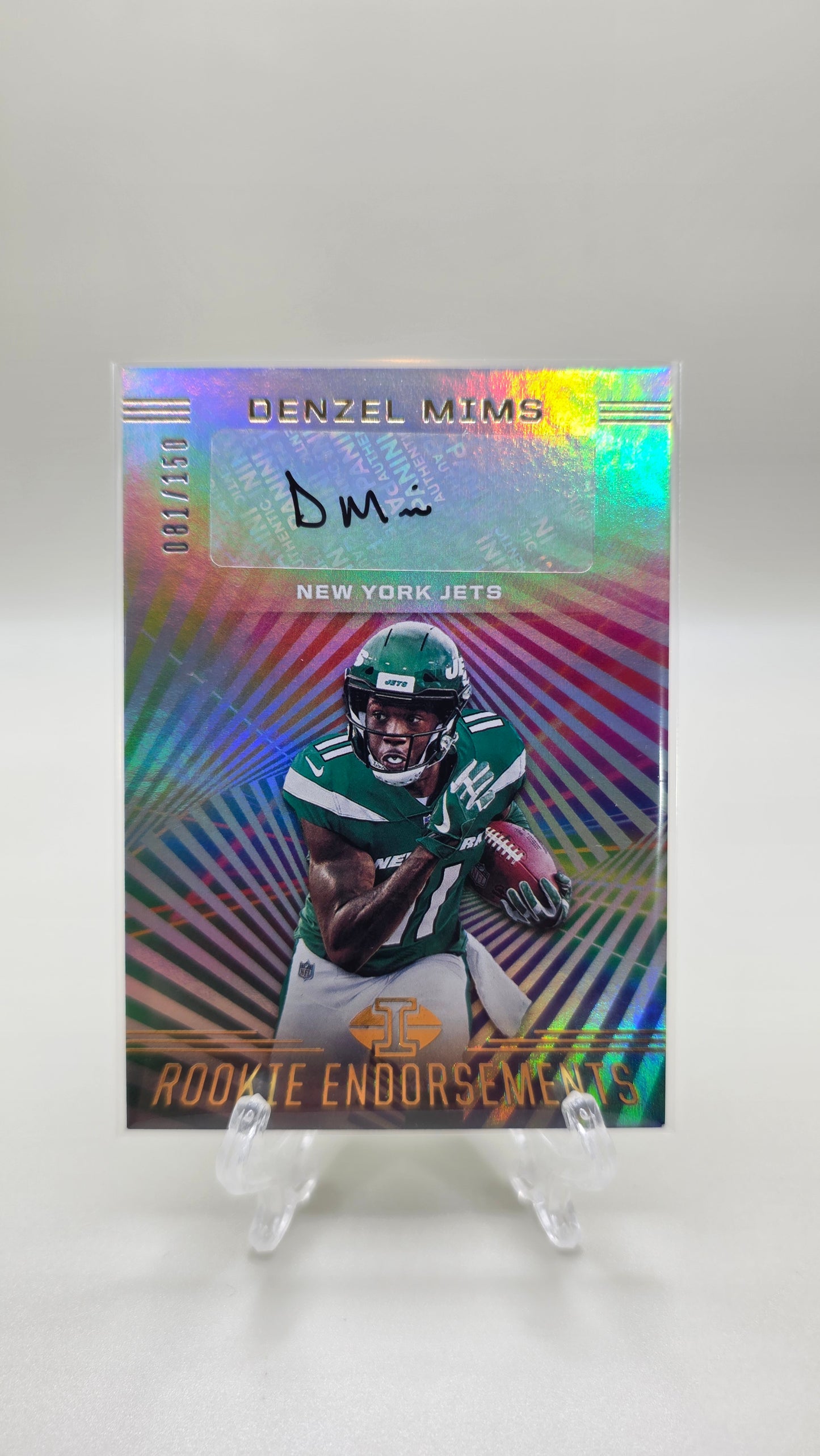 2020 Panini Illusions Denzel Mims Rookie Endorsements Autograph Card #RE20