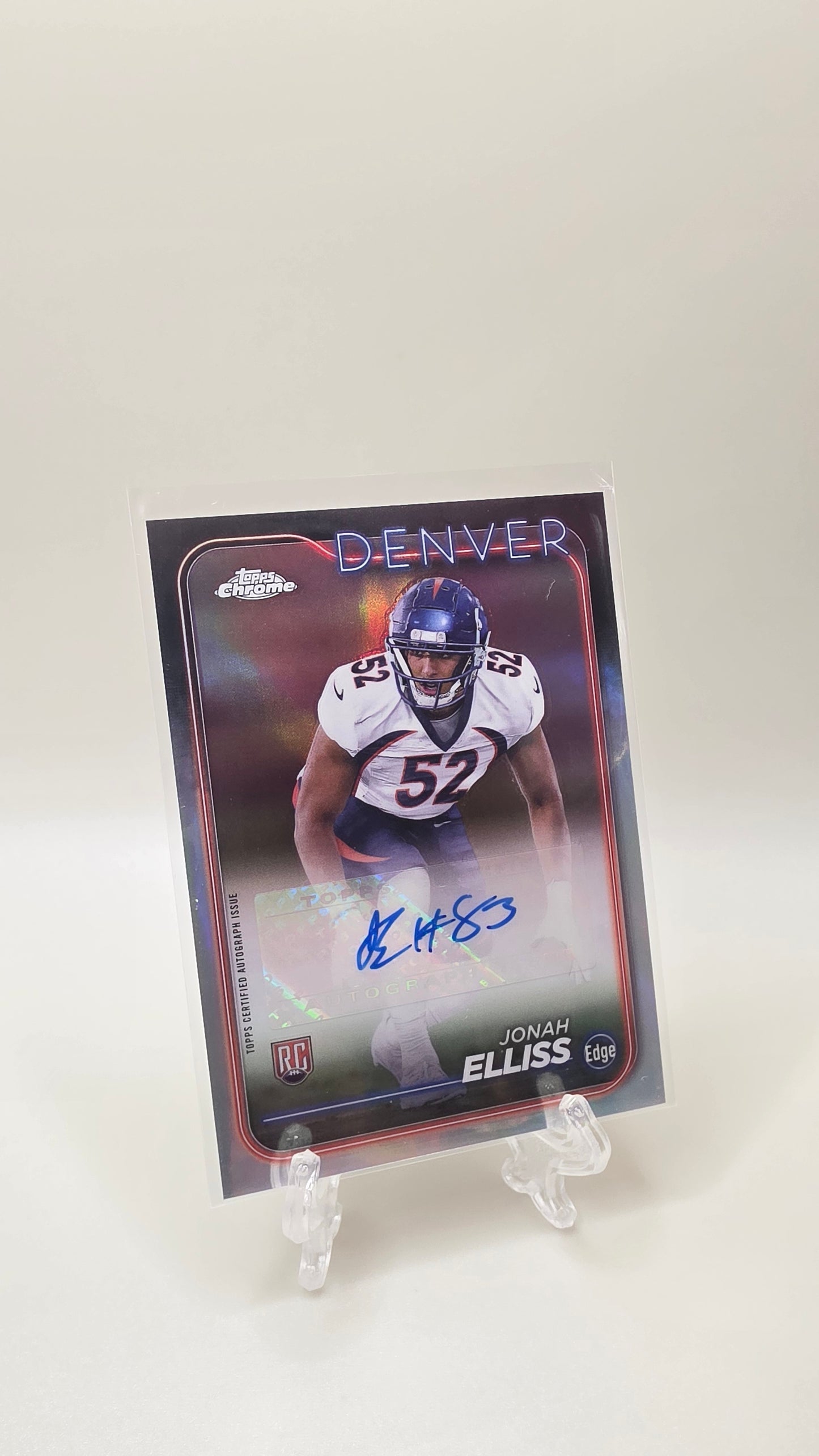 2024 Topps Chrome Jonah Elliss Base Rookie Refractor Auto Card # RA-JEL