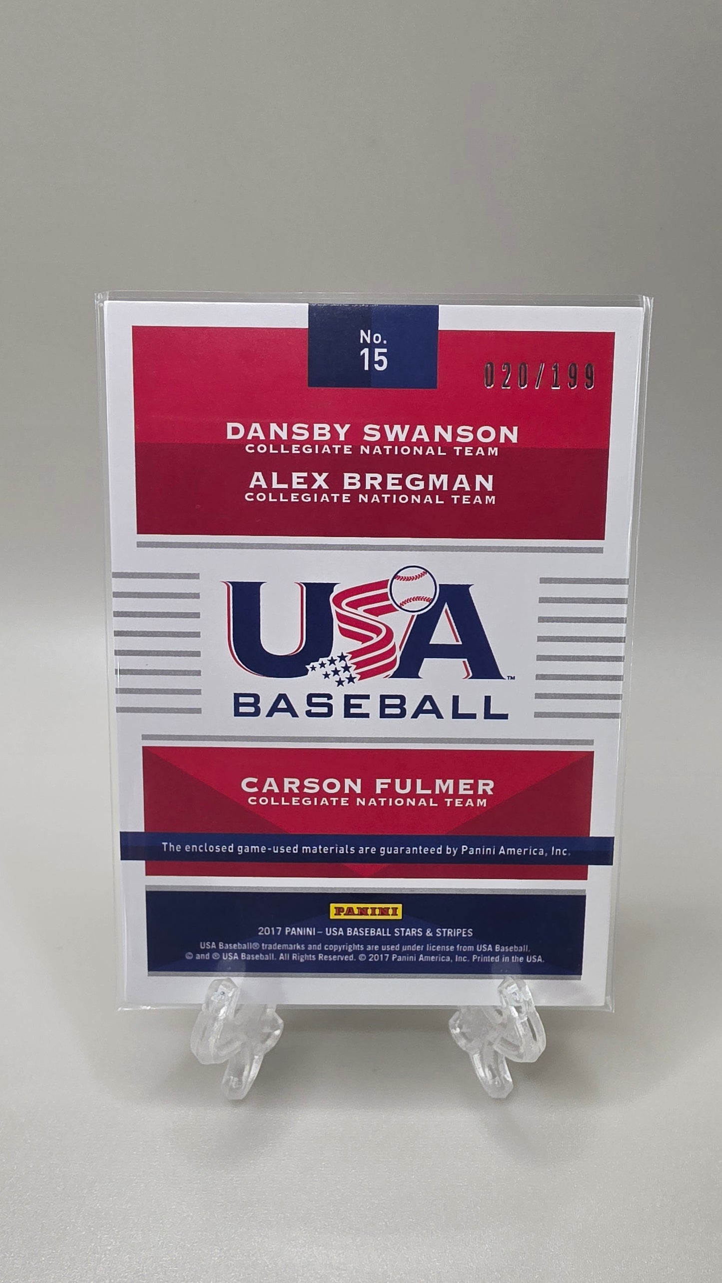 2017 USA Stars & Stripes Triple Relic Dansby Swanson Alex Bregman Carson Fulmer /199 #15