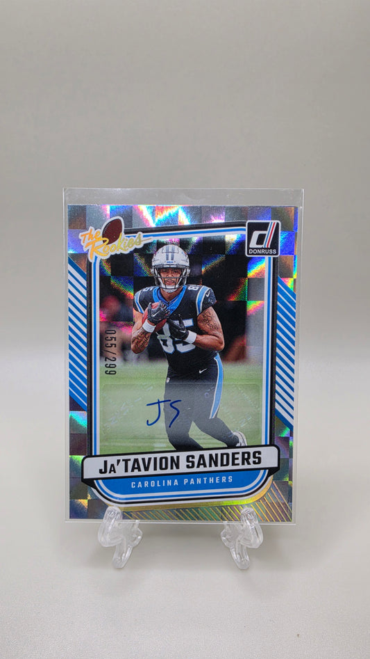 2024 Panini Donruss Ja'tavion Sanders The Rookies Auto Parallel #/299 Card #TR-6