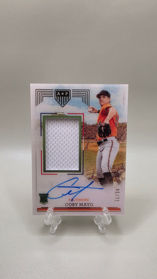 2023 Panini America's Pastime Baseball Coby Mayo #/75 RP Auto Card # 128