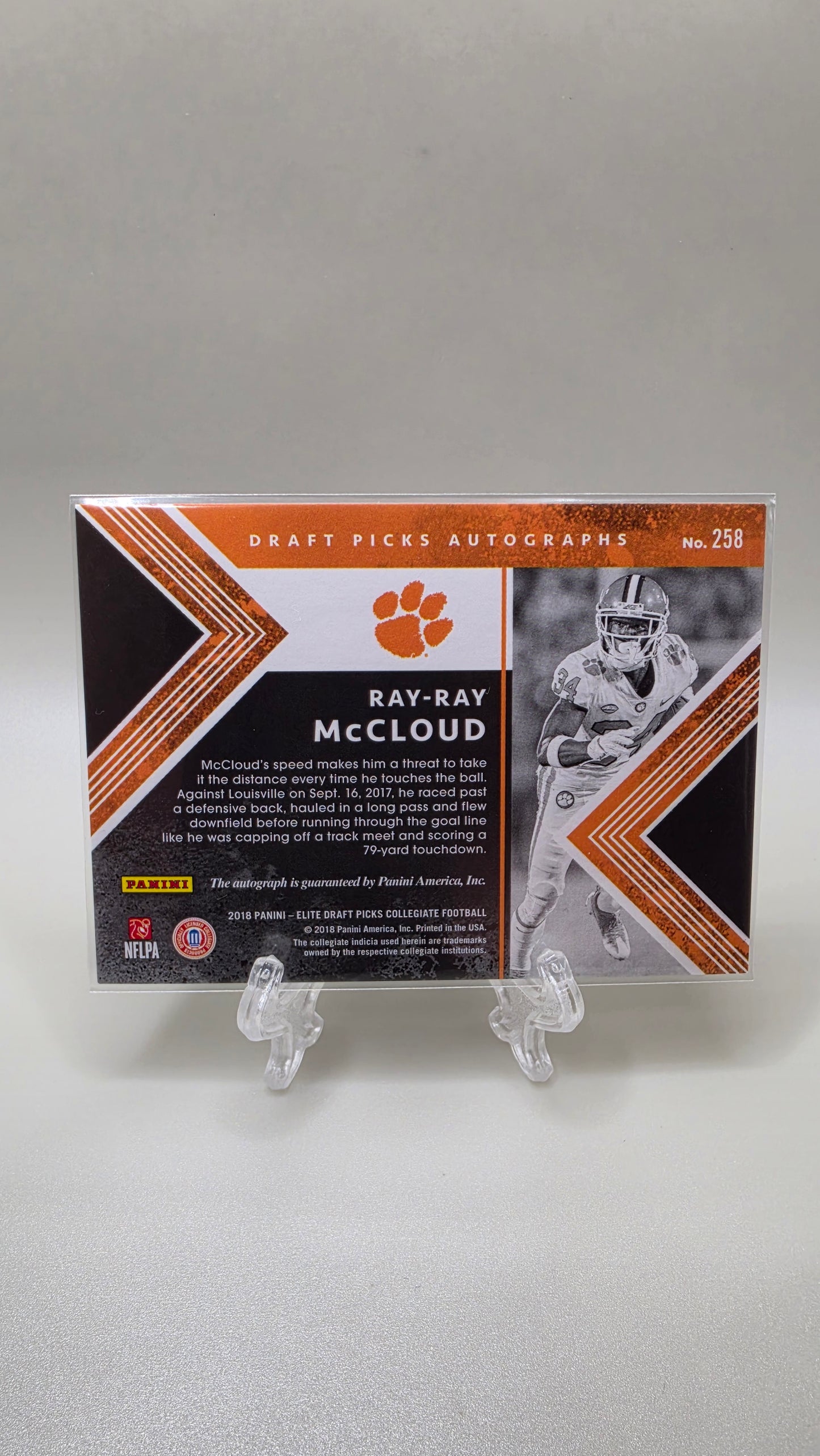 2018 Panini Elite Draft Picks Autographs Ray-Ray McCloud Card # 258