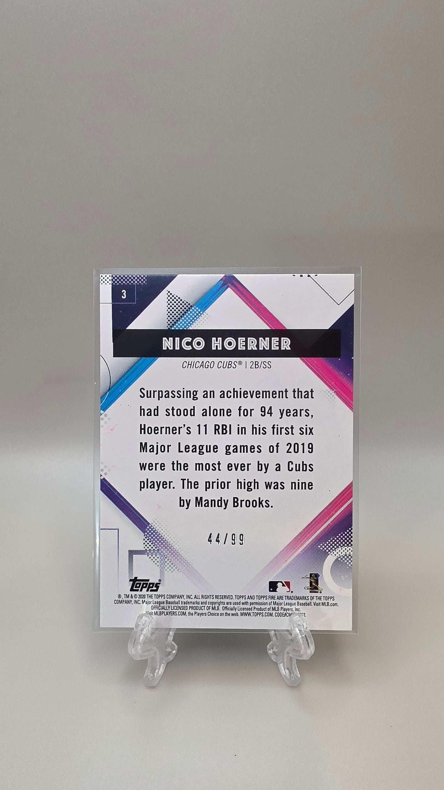 2020 Topps Fire Nico Hoerner Purple /99 #3