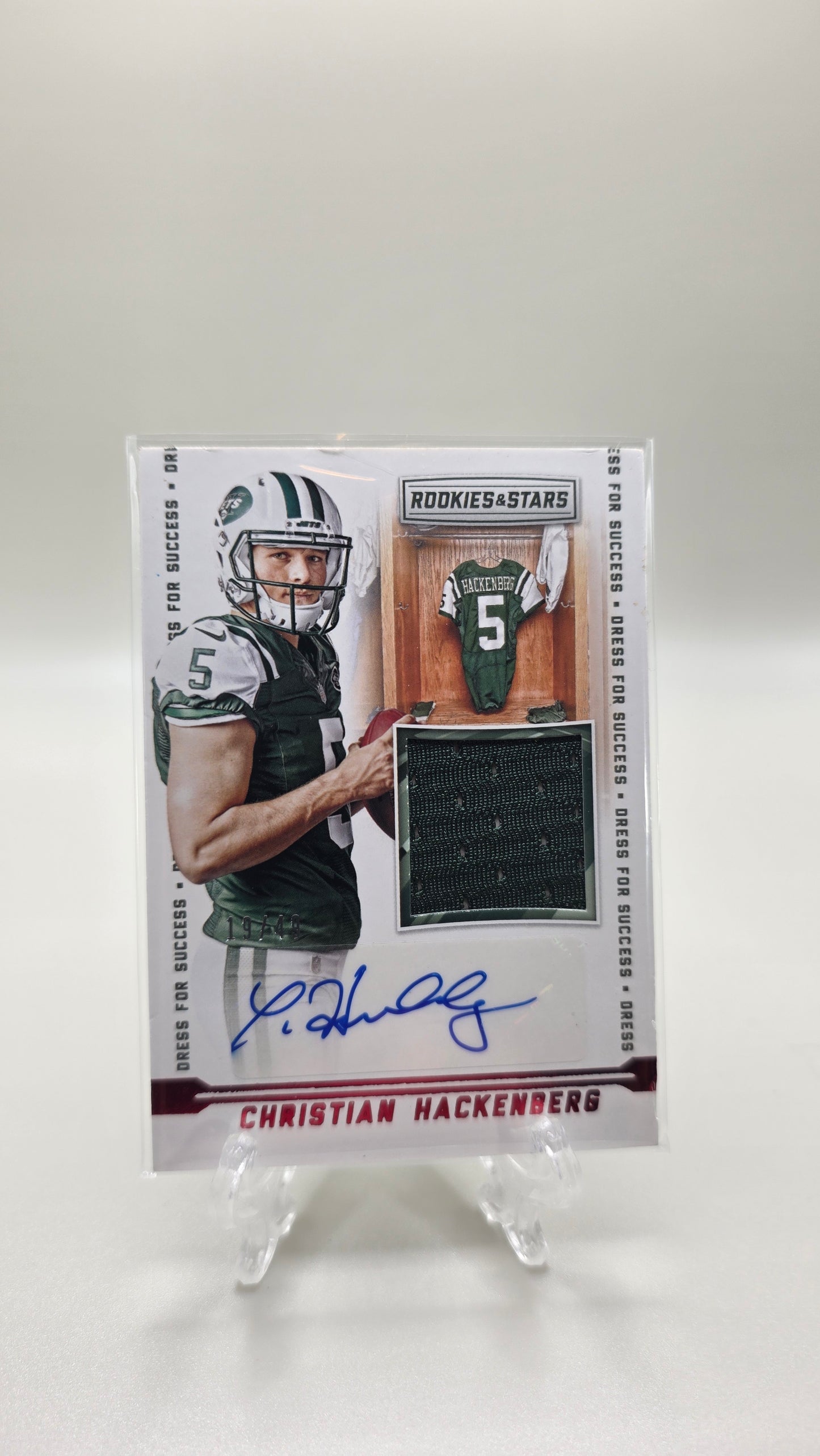 2016 Rookies & Stars Christian Hackenberg RPA True Red #/49 Card #DFS-CH