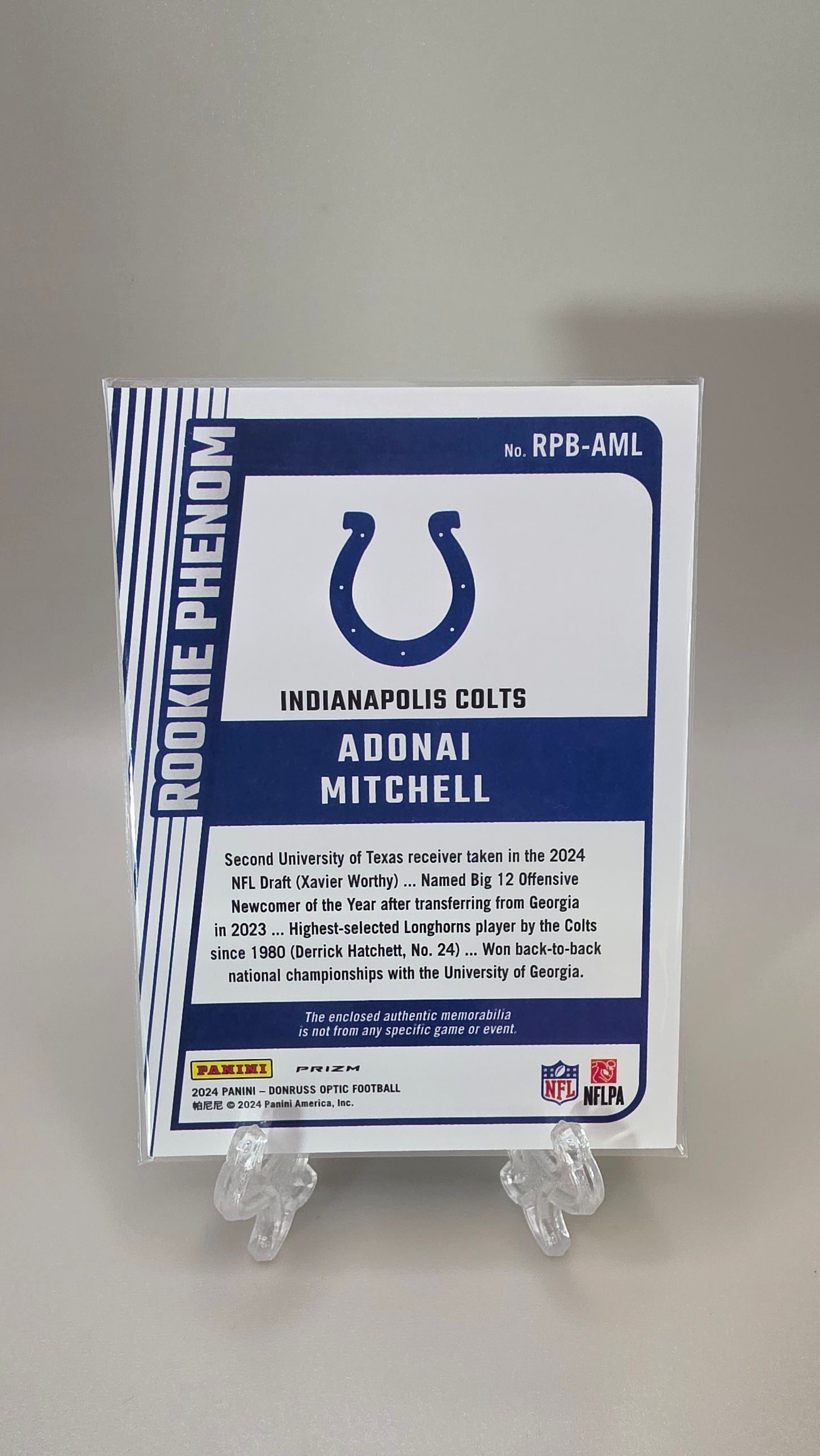 2024 Donruss Optic Adonai Mitchell Rookie Phenom Blue Hyper Mem #RPB-AML
