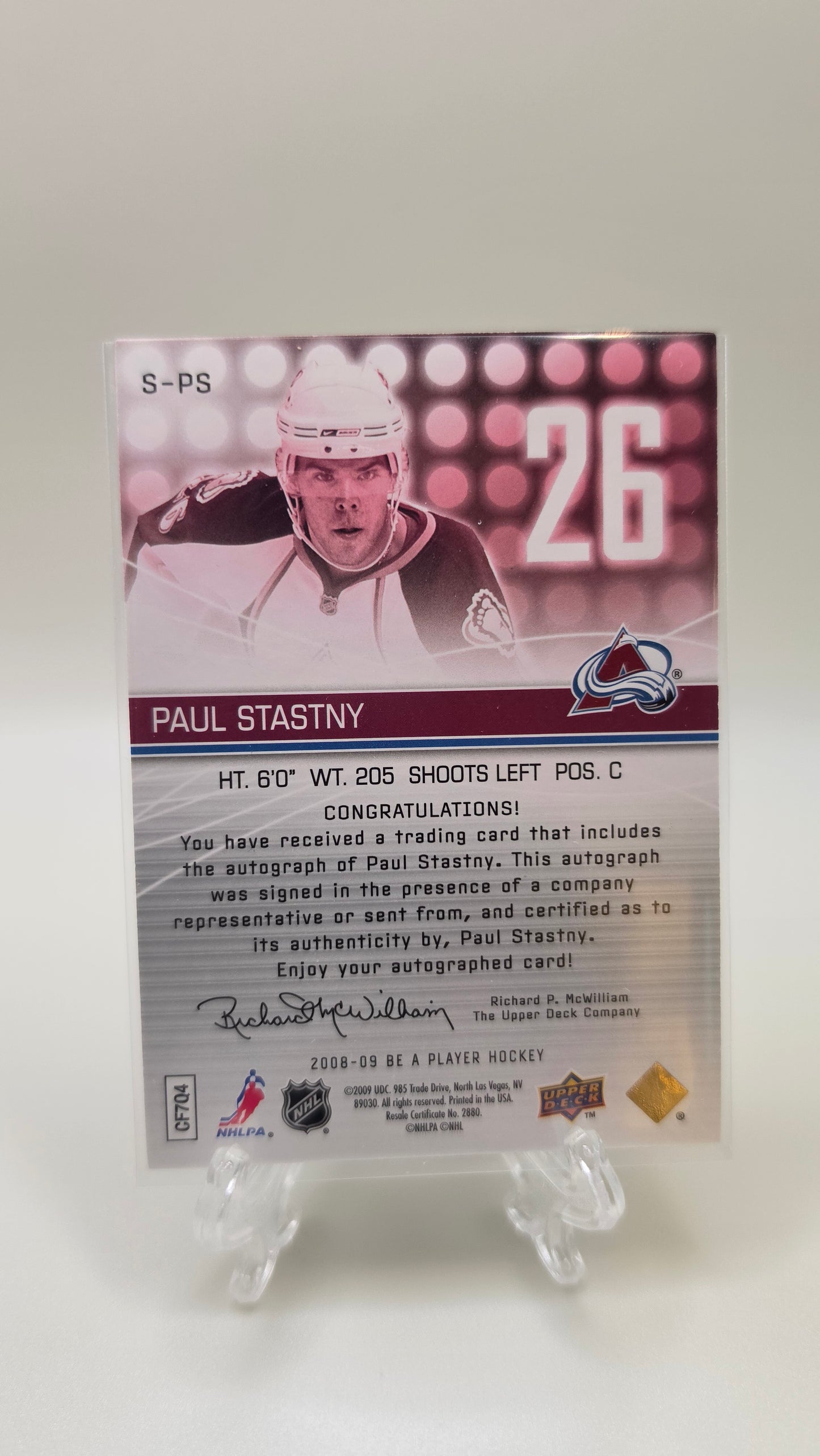 2008-09 Be a Player Paul Stastny Signatures Auto #S-PS