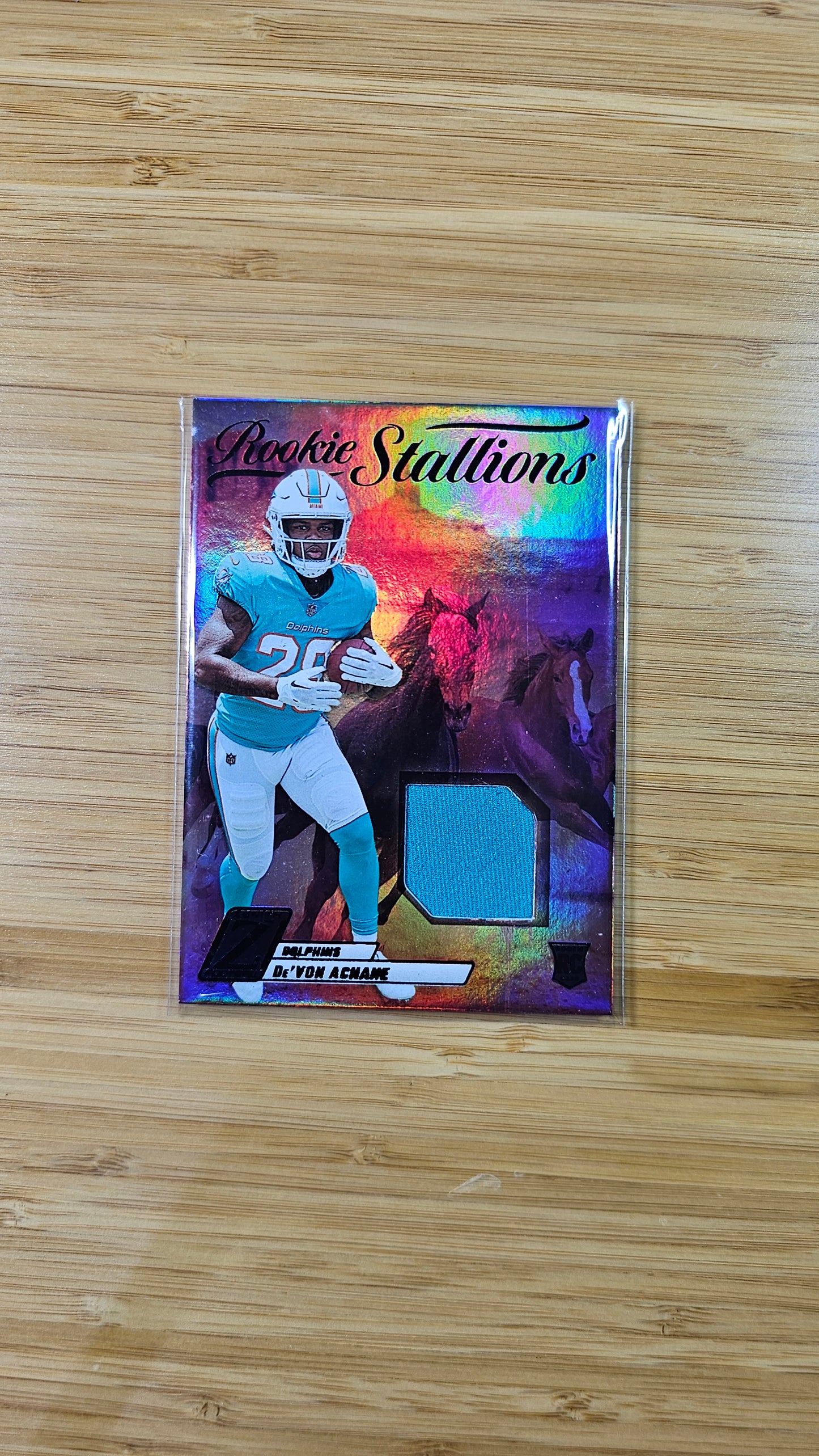 2023 Panini Zenith De'von Achane Rookie Stallions Jersey Card #RS-DVE