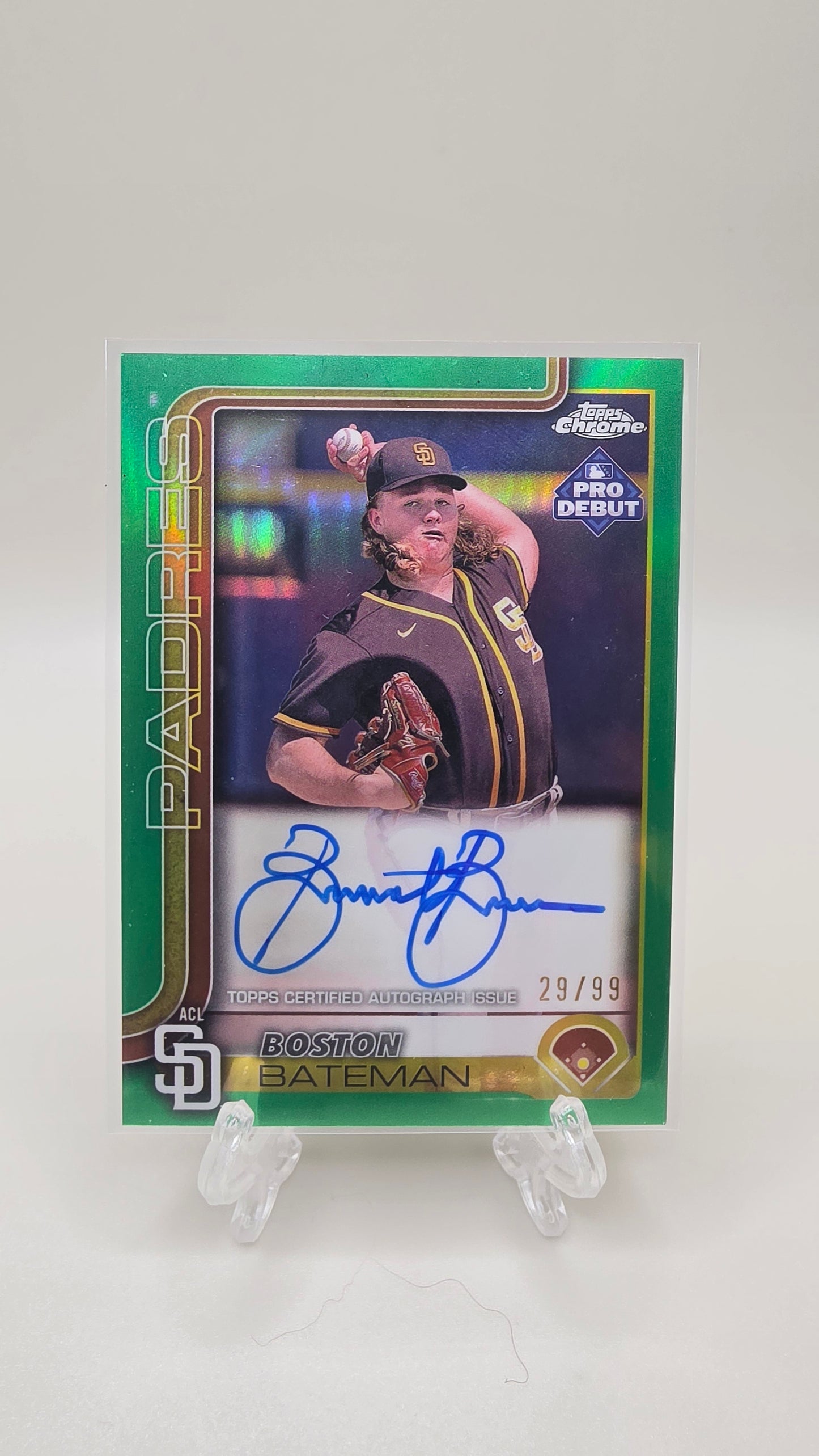 2025 Topps Chrome Pro Debut Boston Bateman Green Wave Auto /99 #PDC-42
