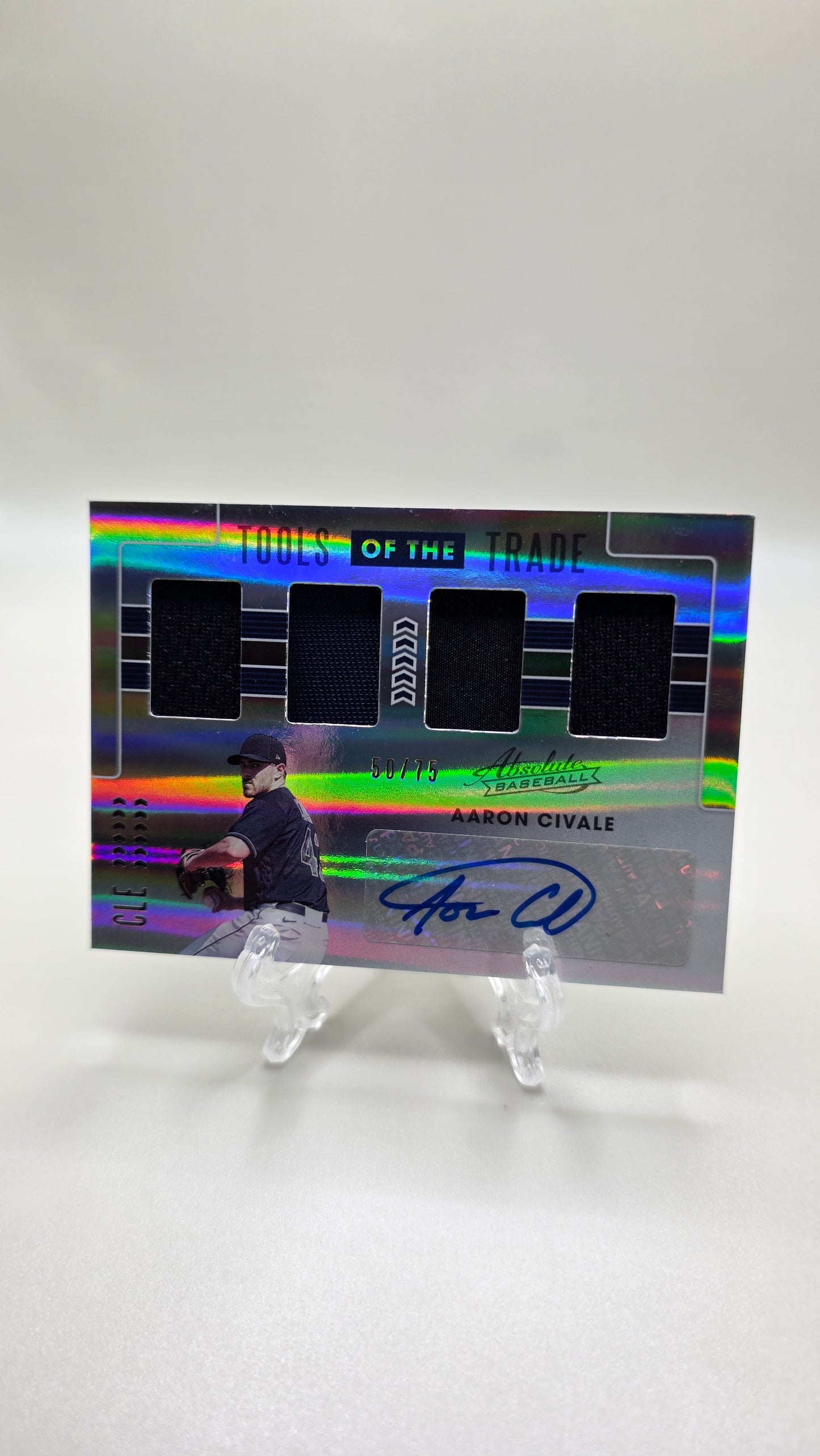 2020 Absolute Baseball Tools of the Trade Aaron Civale Patch Auto #/75 Card #TOT4-AC