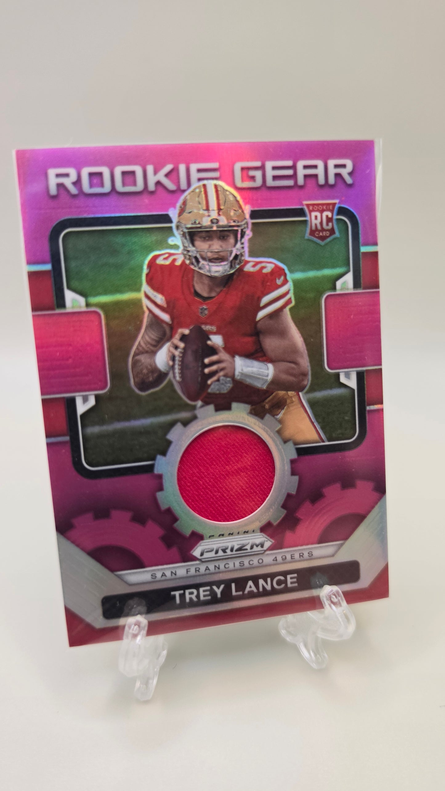 2021 Prizm Trey Lance Pink Rookie Gear Mem #RG-3
