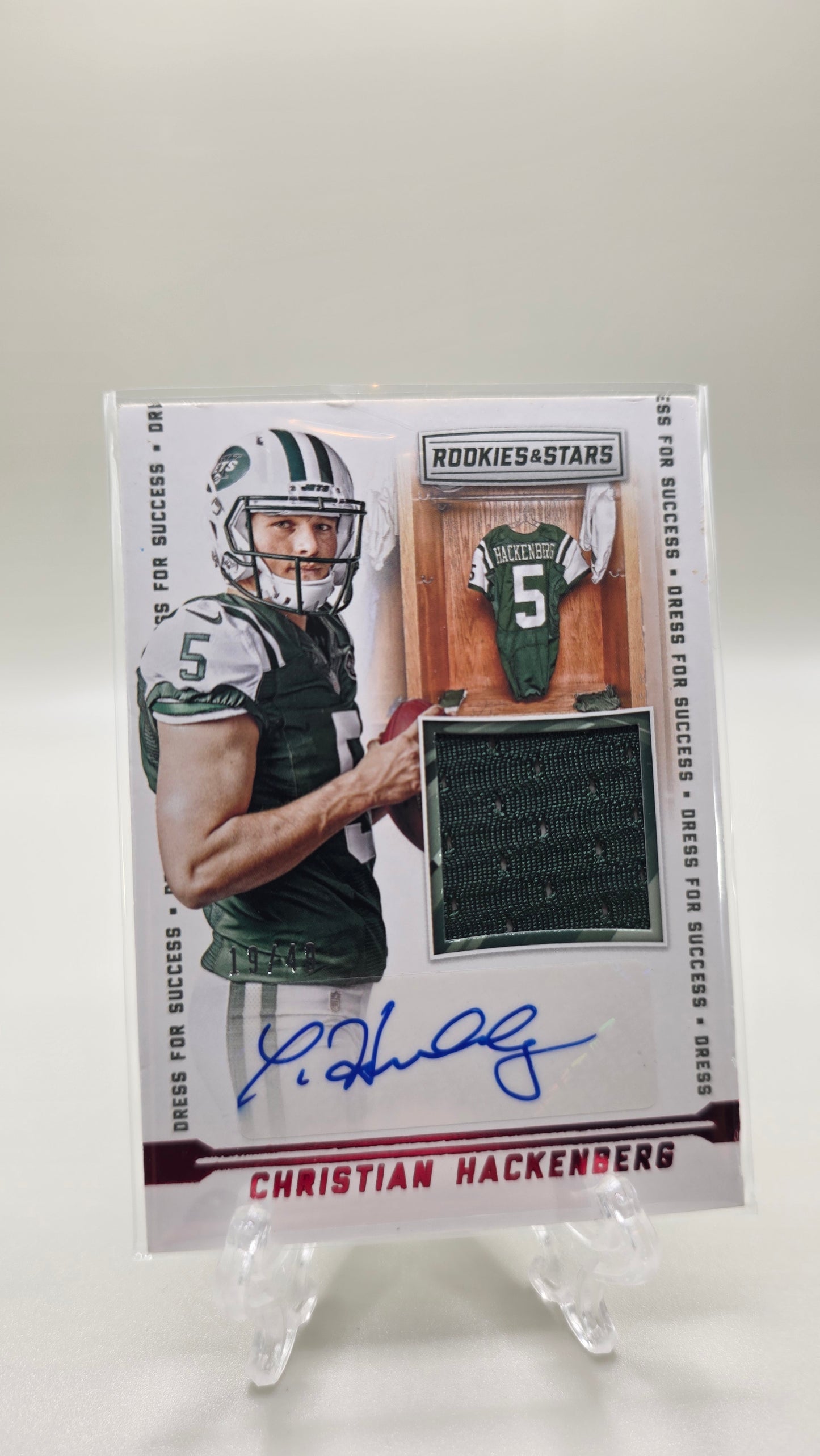 2016 Rookies & Stars Christian Hackenberg RPA True Red #/49 Card #DFS-CH