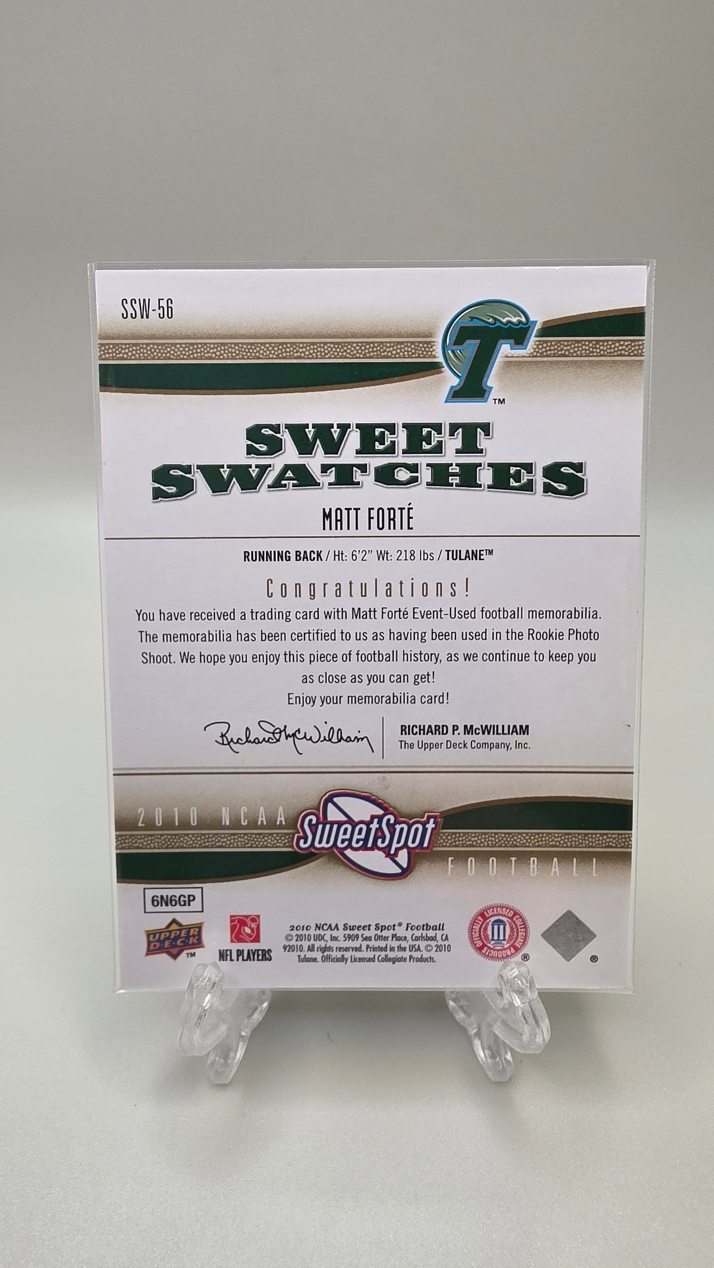 2010 Upper Deck Matt Forte Sweetspot Sweet Swatches #SSW-56