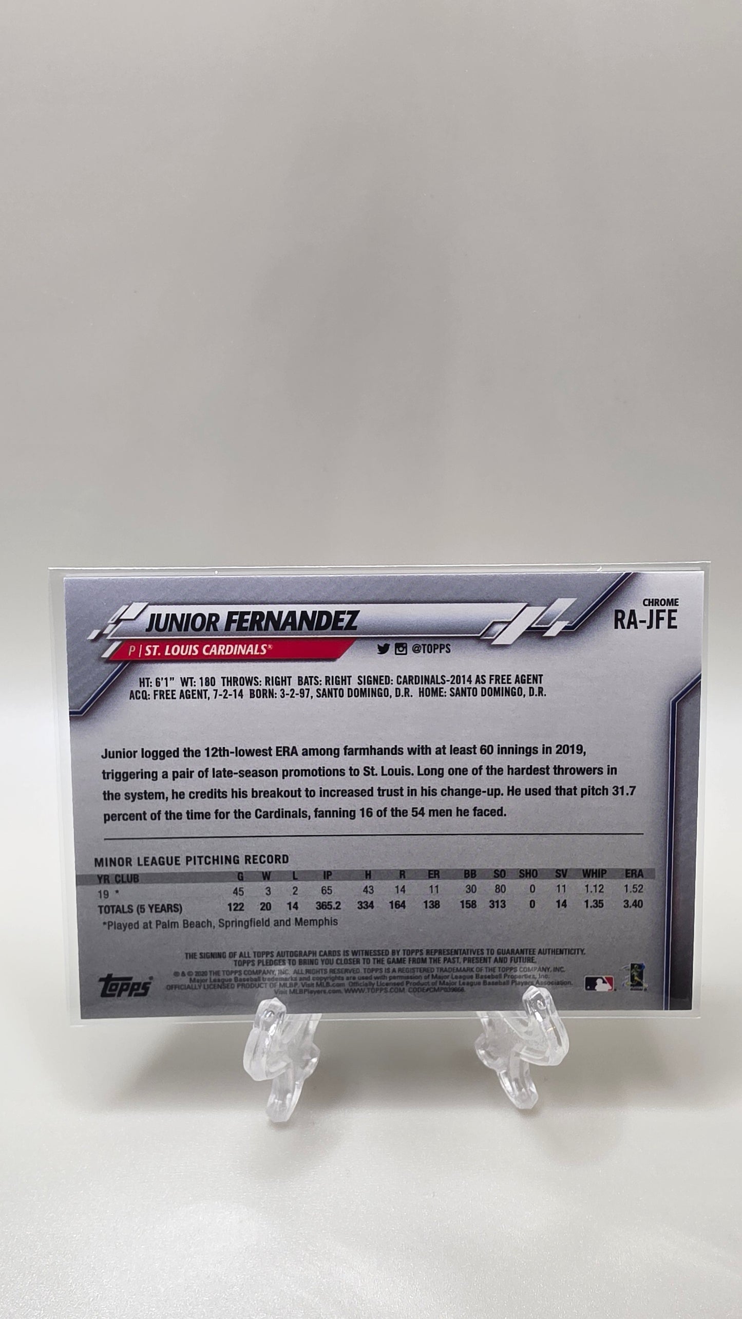 2020 Topps Chrome Junior Fernandez Rookie Auto Card #RA-JFE