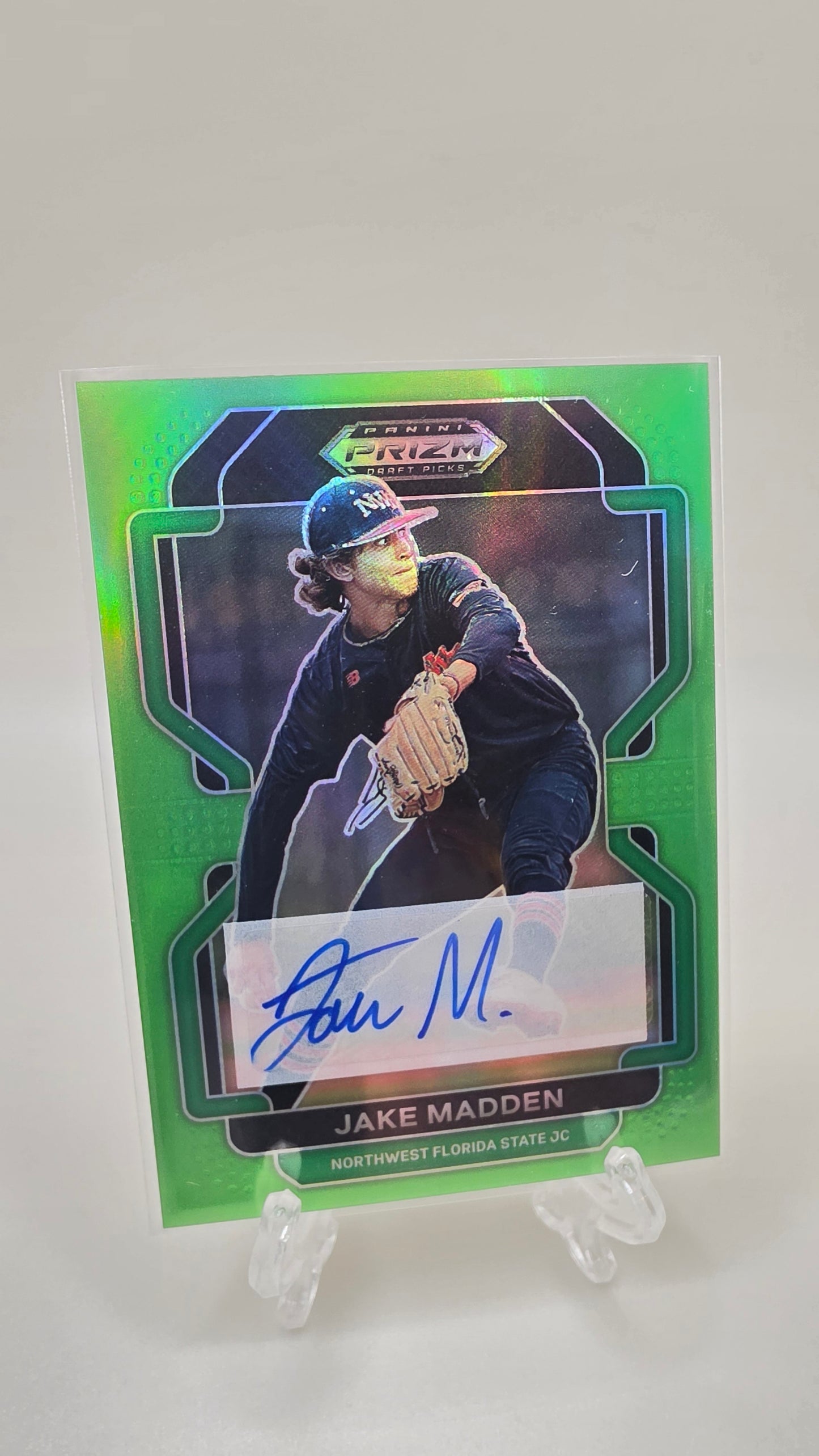 2022 Panini Prizm Draft Picks Jake Madden Green Prizm #/23 Auto Card # PDP118