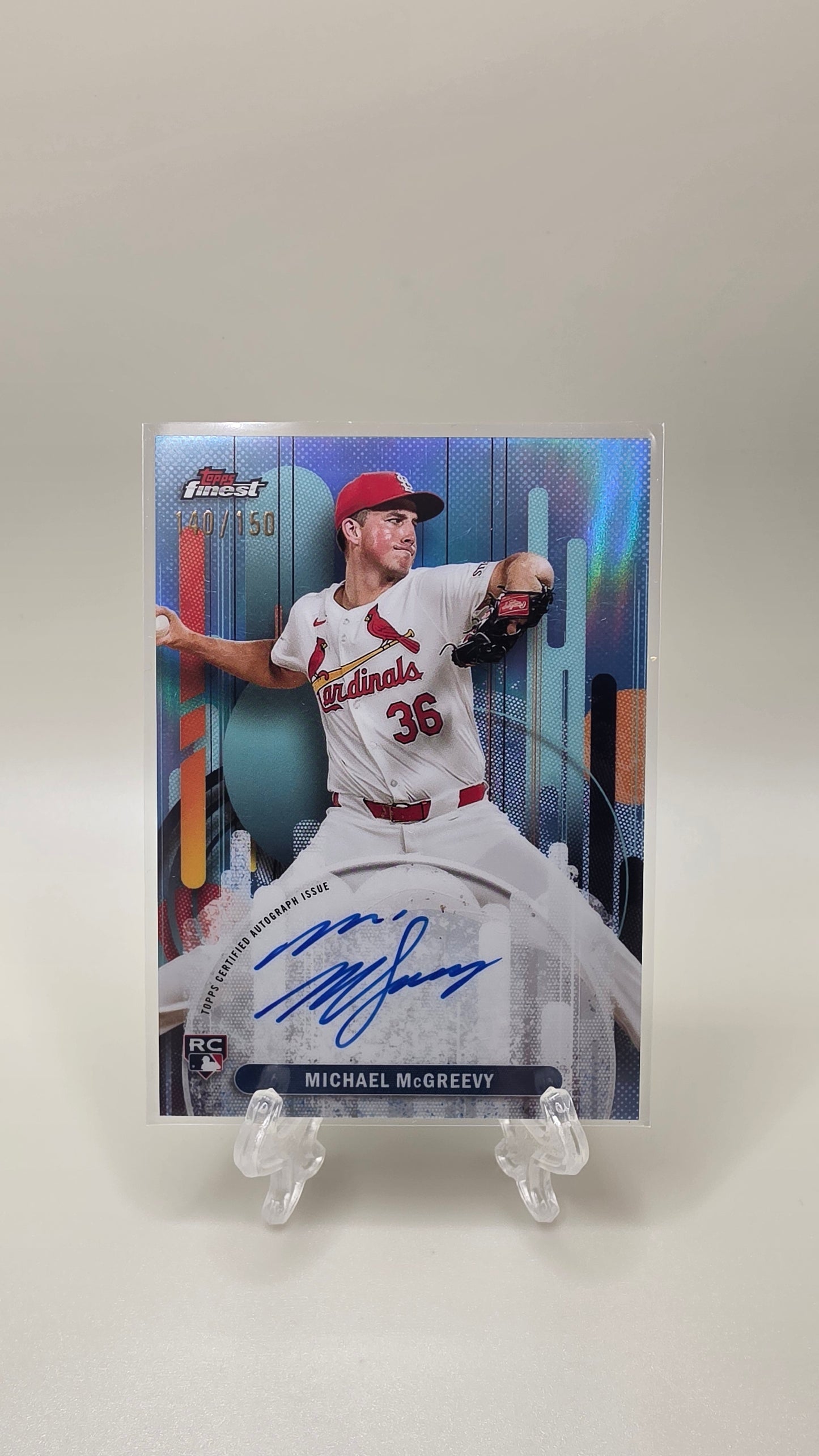 2025 Topps Finest Michael McGreevy Rookie Blue Refractor Auto #/150 Card # FA-MMC