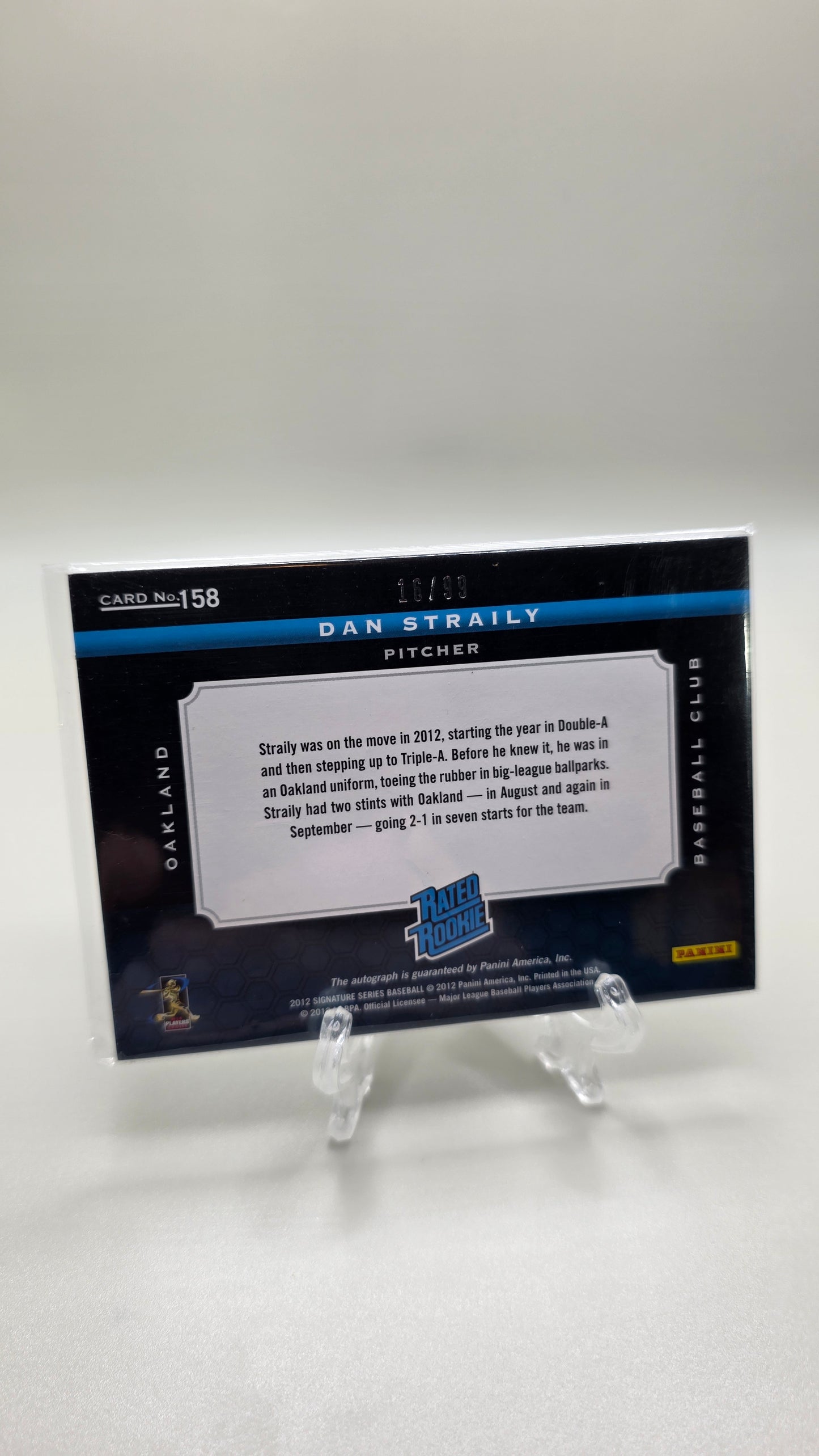 2012 Signature Series Dan Straily Rookie Patch Auto # /99 Card #158