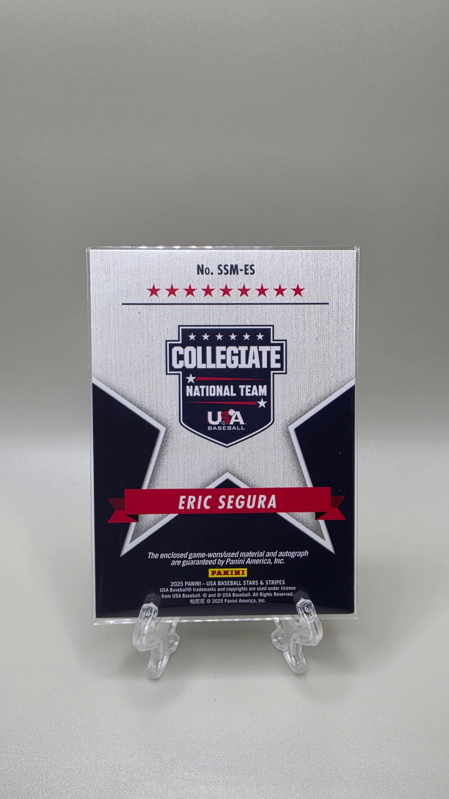 2025 Panini Stars & Stripes Eric Segura Rookie Patch Auto Card # SSM-ES