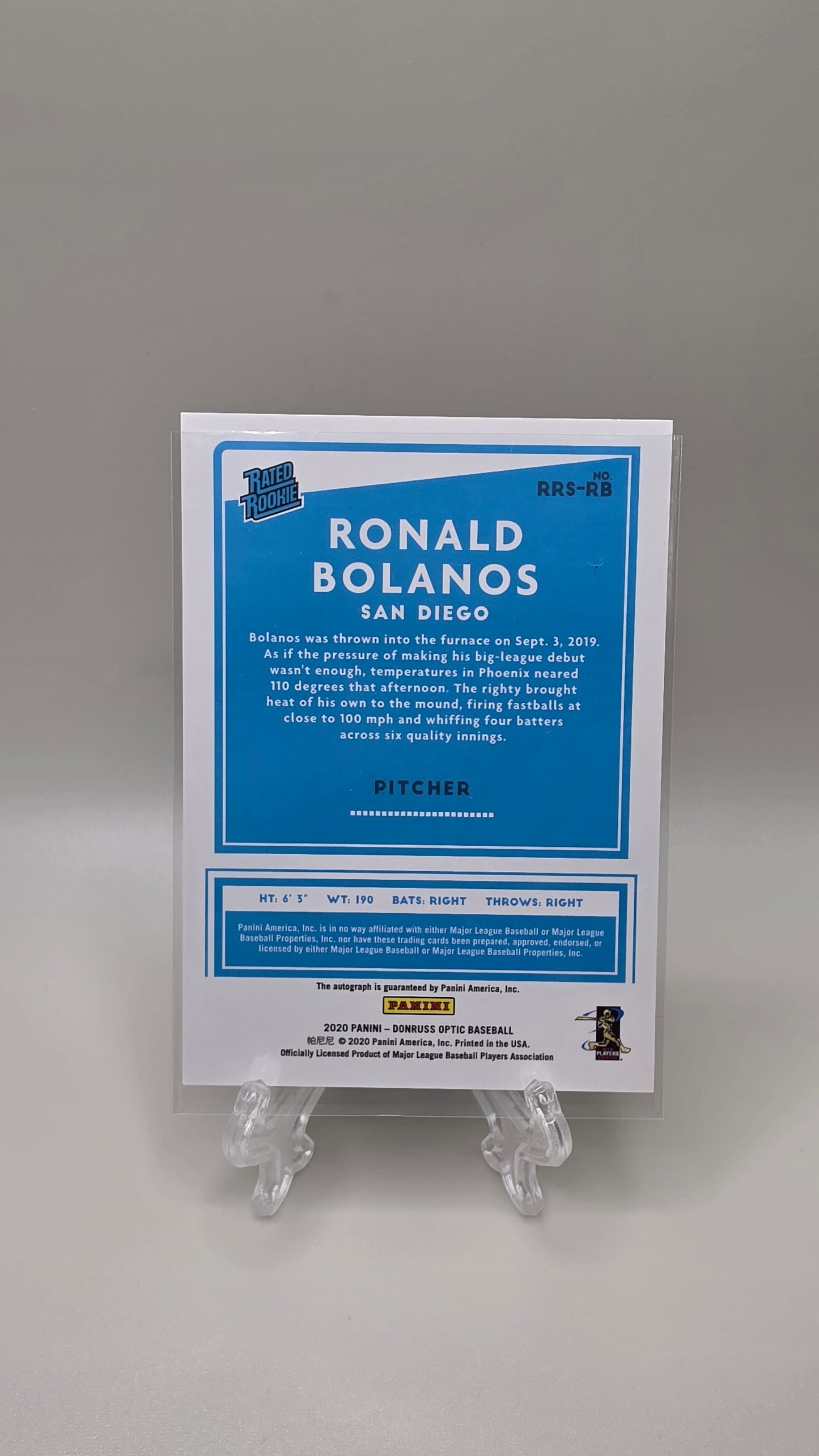 2020 Panini Donruss Ronald Bolanos Rated Rookie Auto Card #RRS-RB