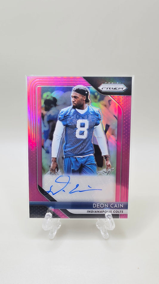 2018 Panini Prizm Deon Cain Pink Prizm Auto Card #RA-DCA