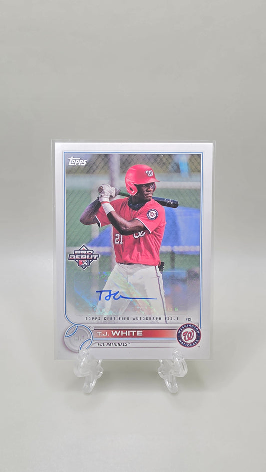 2022 Topps Pro Debut T.J.White Autograph Card # PD-191