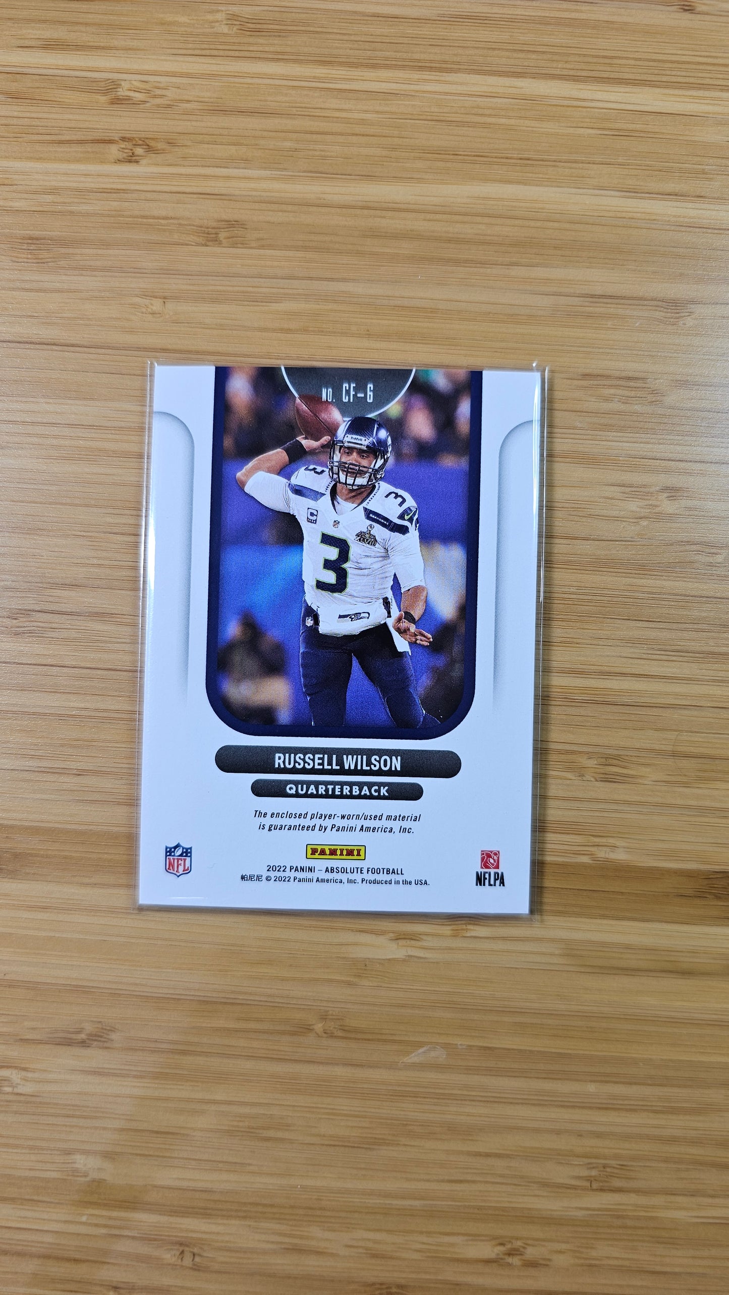 2022 Russell Wilson Absolute Football Championship Fabric Card #CF-6