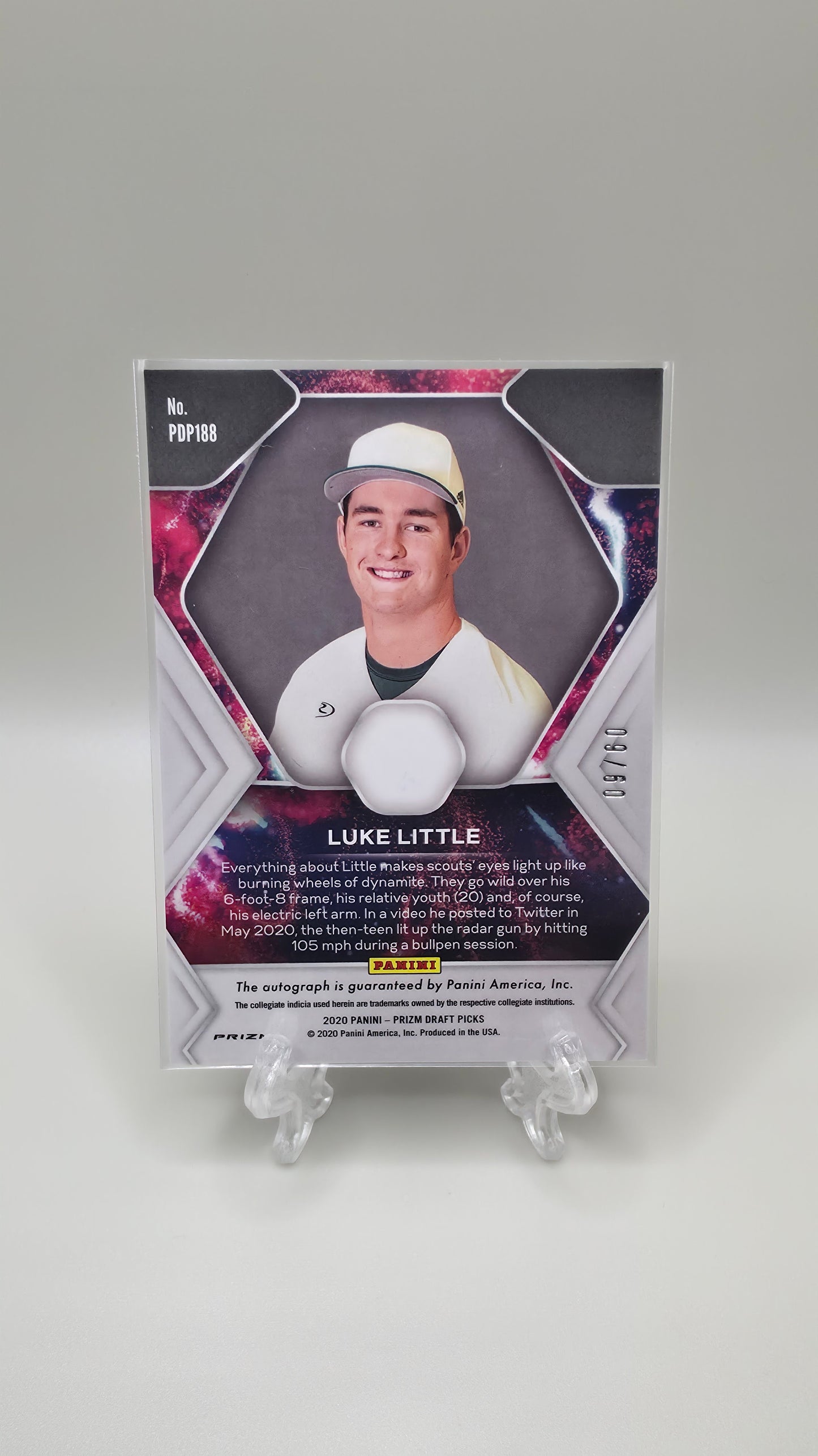 2020 Panini Draft Picks Luke Little Fireworks Auto #/60 Card # PDP188