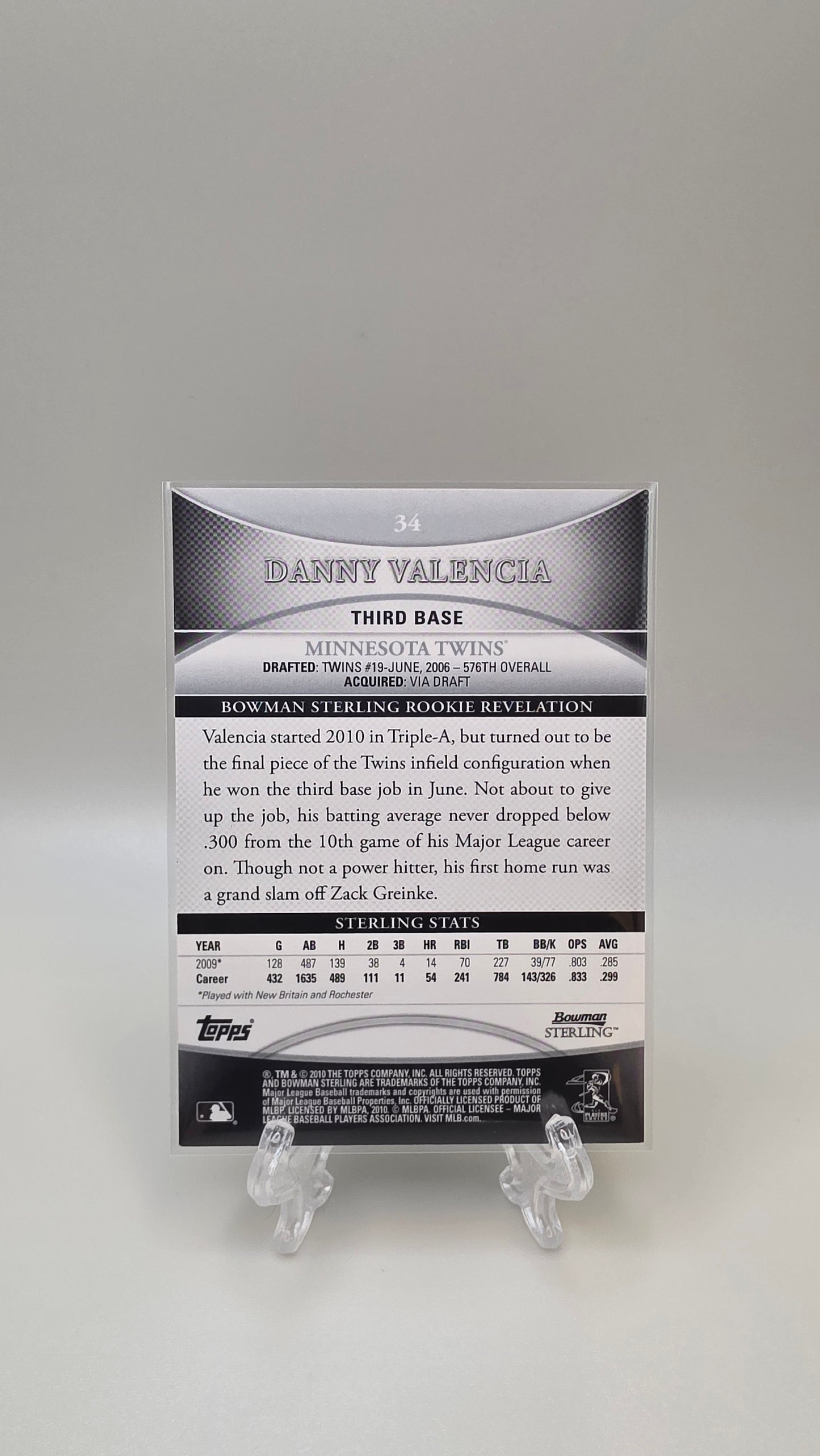 2010 Bowman Sterling Danny Valencia RC Auto #34