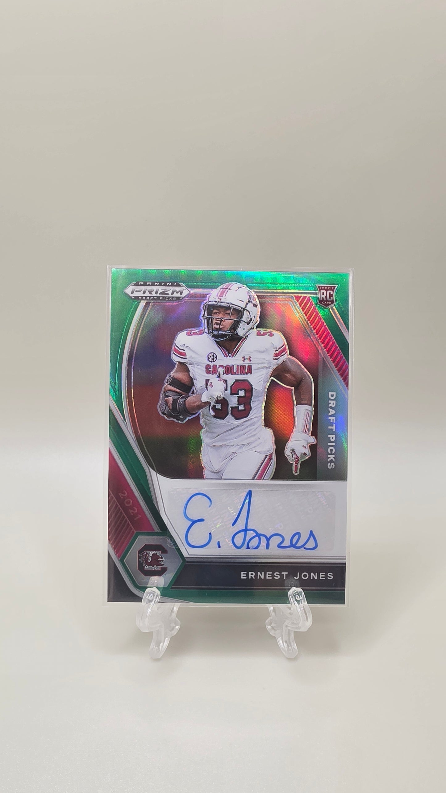 2021 Panini Prizm Draft Picks Ernest Jones Green Rookie Auto Card #DPA-EJO