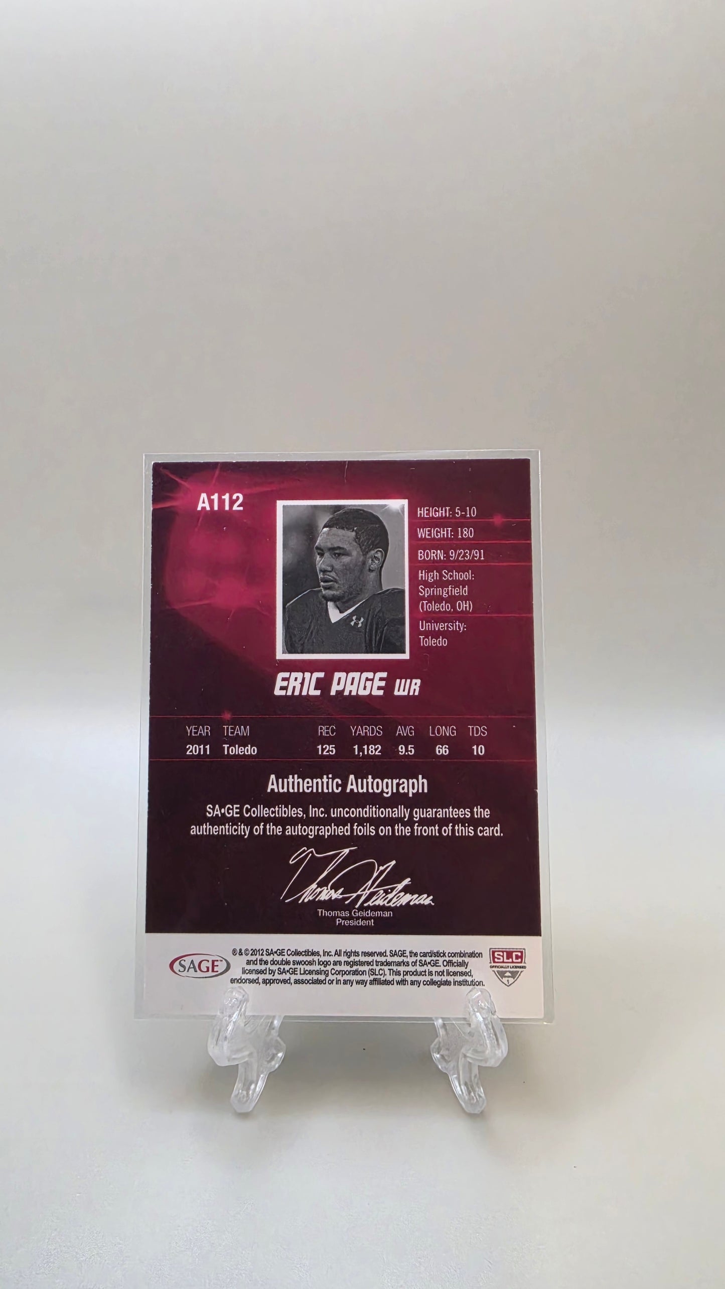2012 HIT Sage Eric Page Auto #A112