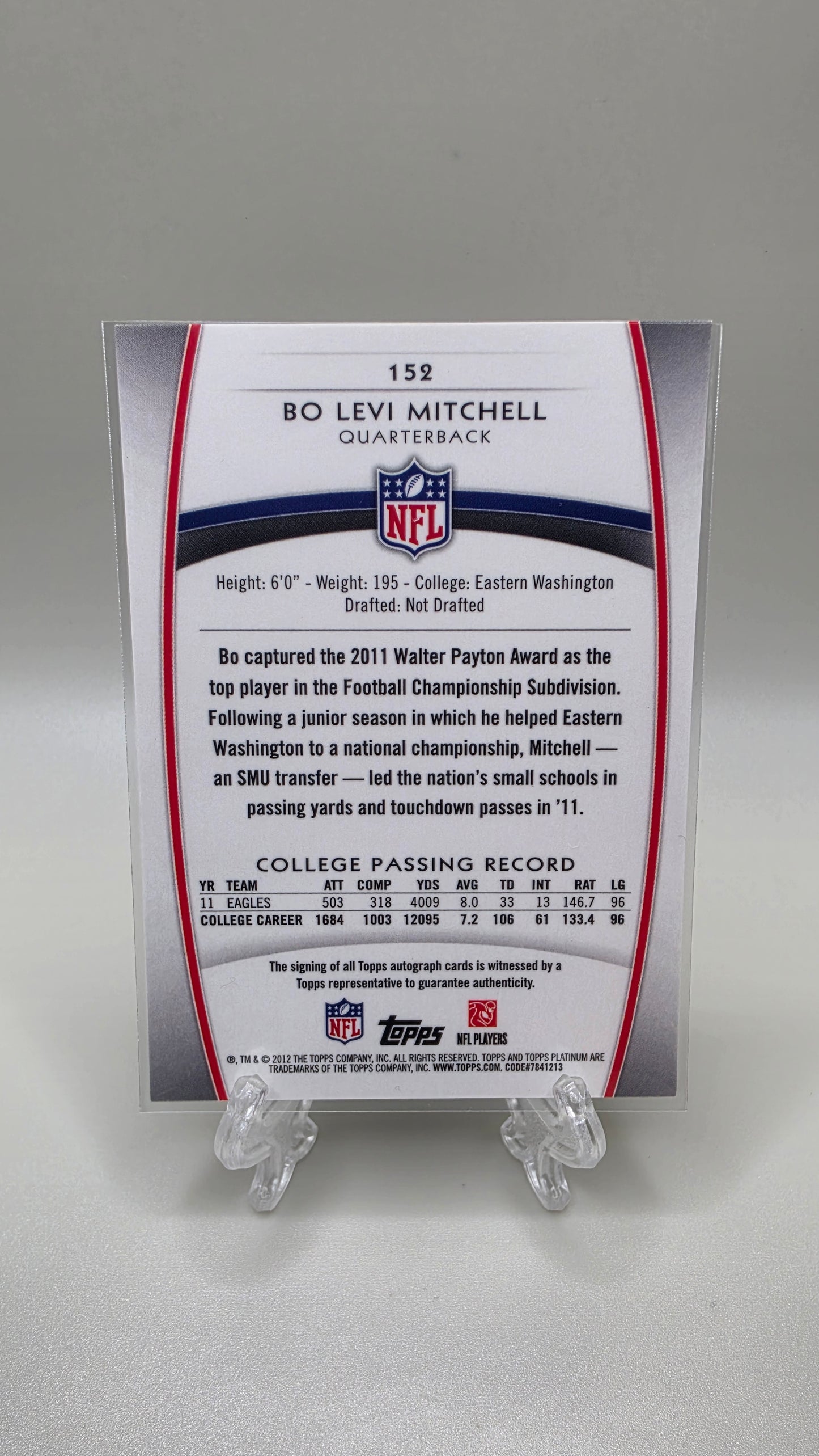 2012 Topps Platinum Bo Levi Mitchell Purple Refractor Rookie Autograph #/25 Card #152