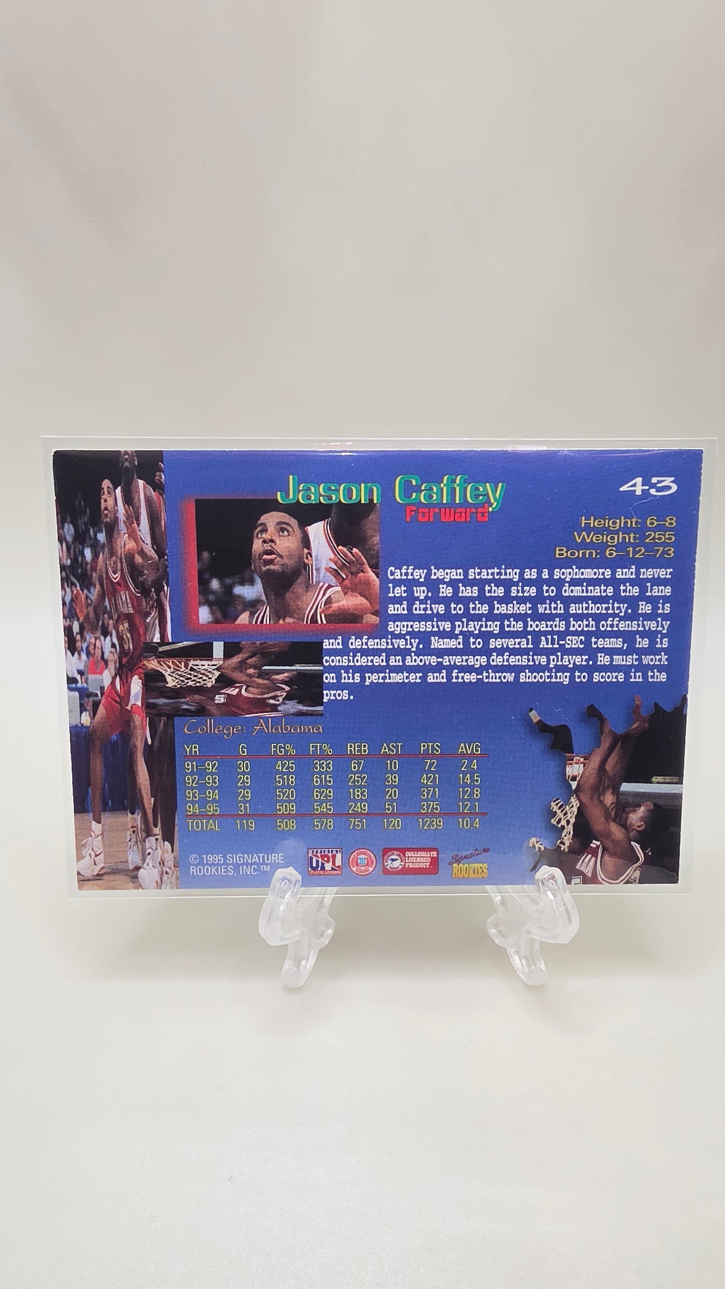 1995 Signature Rookies Jason Caffey Auto #/7750 Card #43