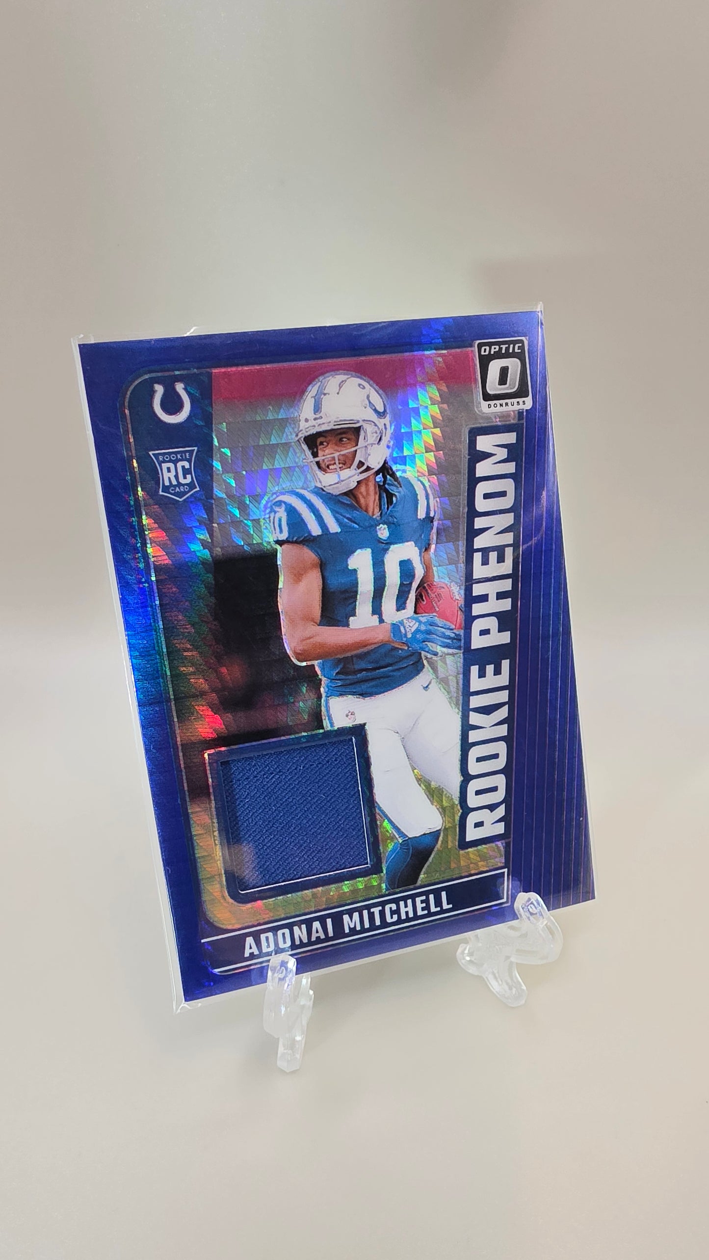 2024 Donruss Optic Adonai Mitchell Rookie Phenom Blue Hyper Mem #RPB-AML