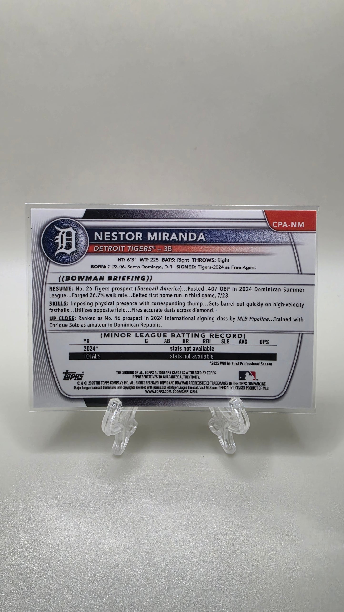 2025 Bowman 1st Nestor Miranda Base Auto #CPA-NM