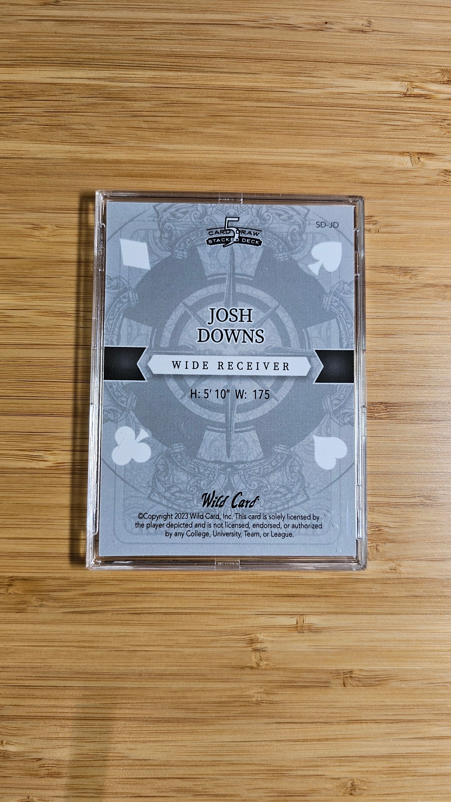 Josh Downs 2023 Wild Card 5 Card Draw Ace of Clubs 2/2