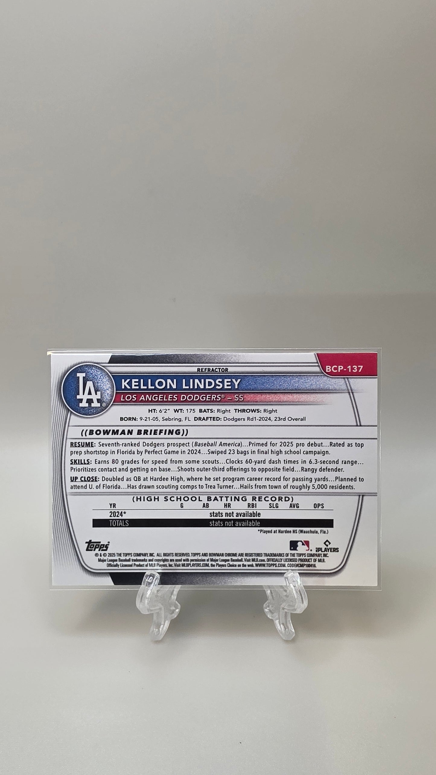 2025 Bowman Chrome Kellon Lindsey Silver /499 #BCP-137