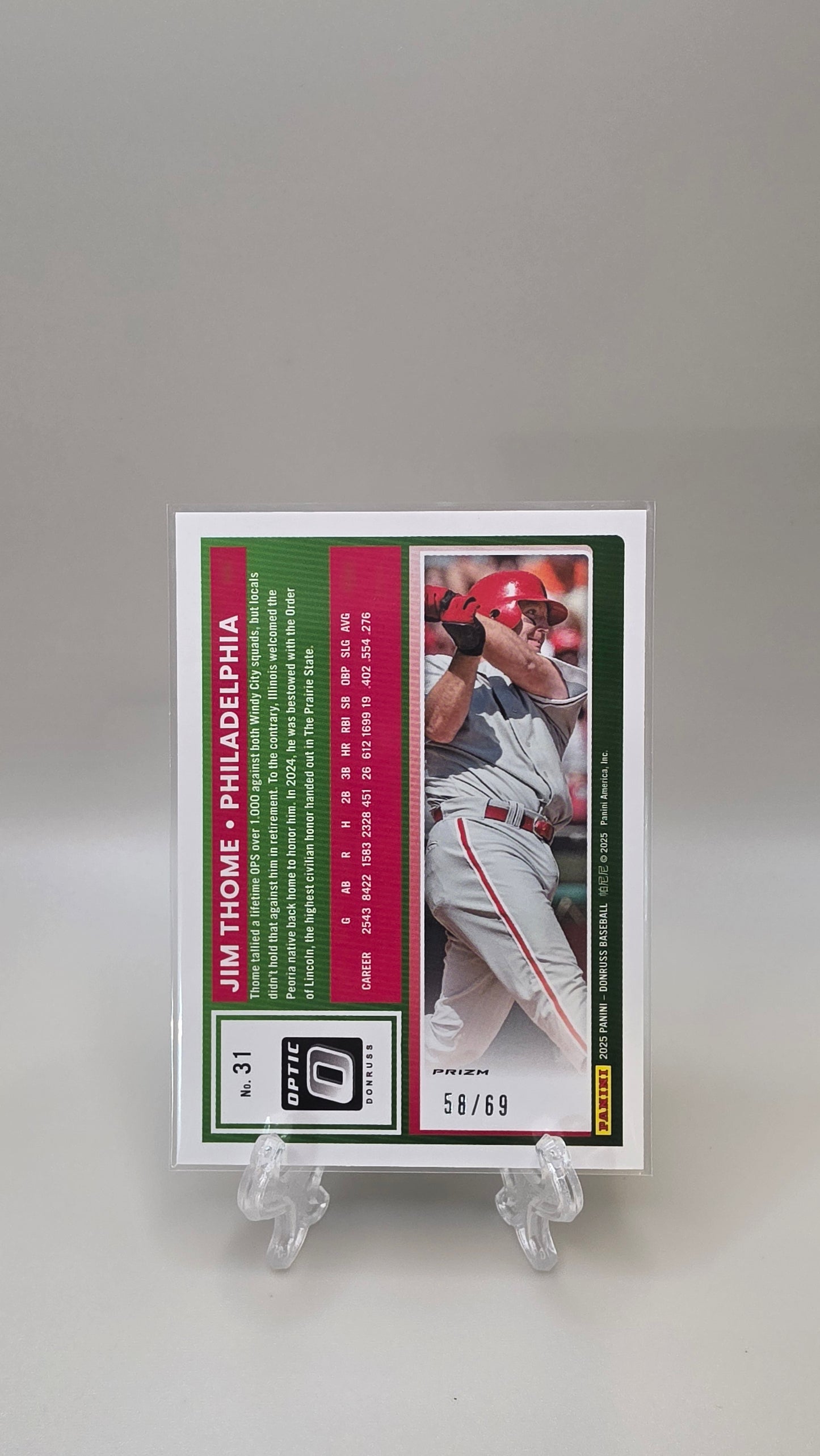 2025 Optic Donruss Jim Thome Electricity Prizm /69 #31