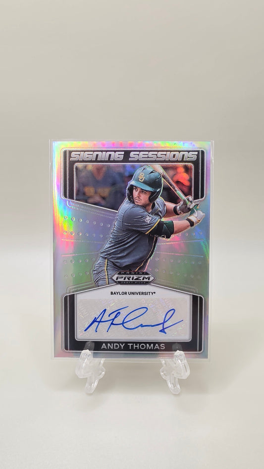 2022 Panini Prizm Signing Sessions Andy Thomas Silver Prizm Auto Card # SS-AT