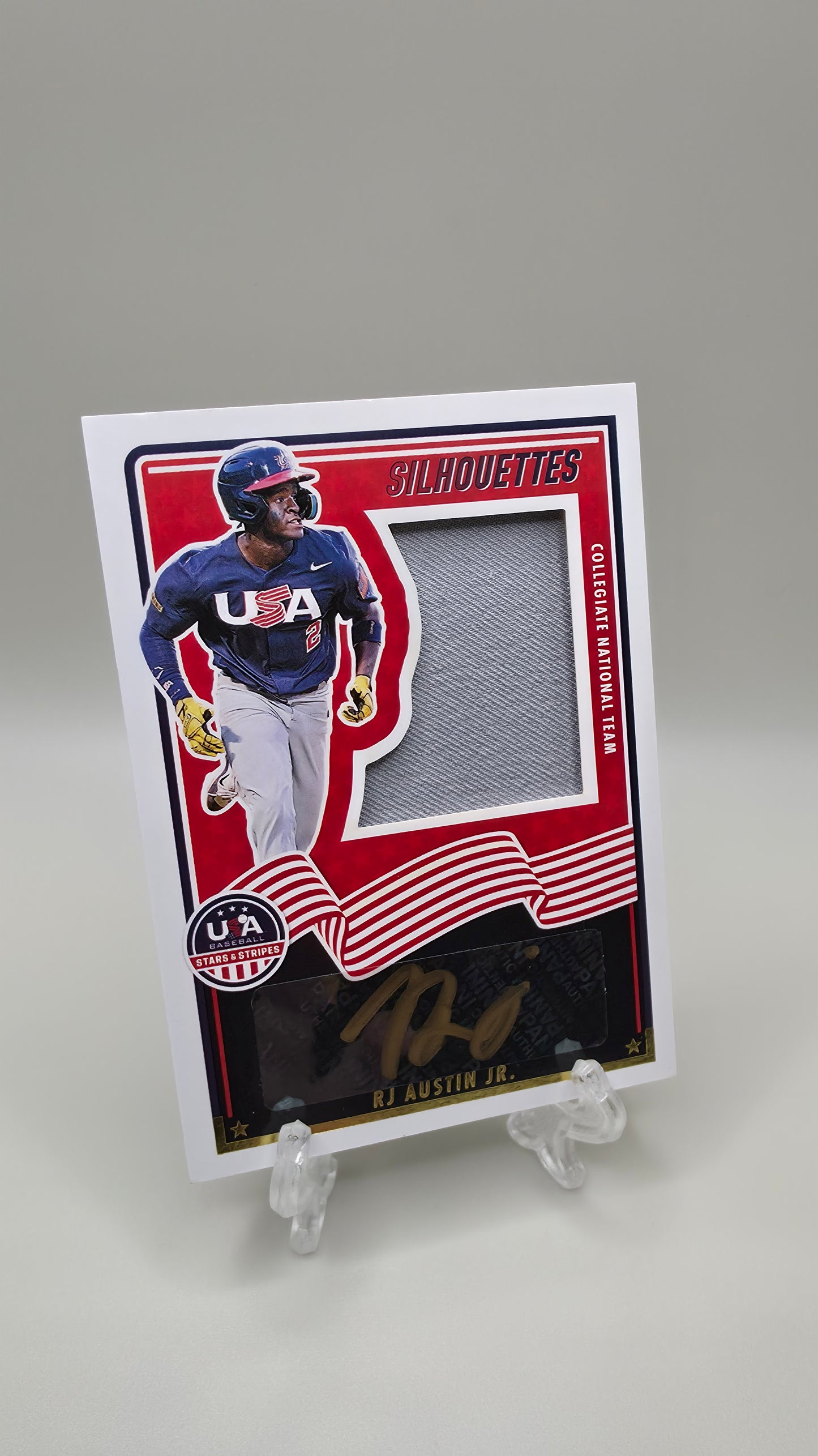 2025 Panini Stars & Stripes RJ Austin Jr. Silhouettes RP Auto #/85 Card #USA-RAJ