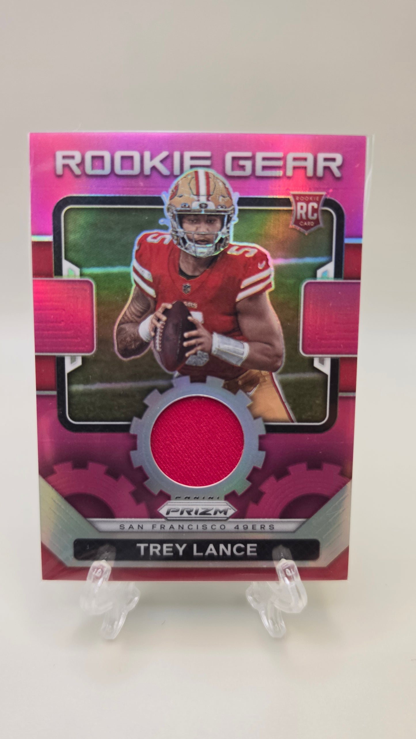2021 Prizm Trey Lance Pink Rookie Gear Mem #RG-3