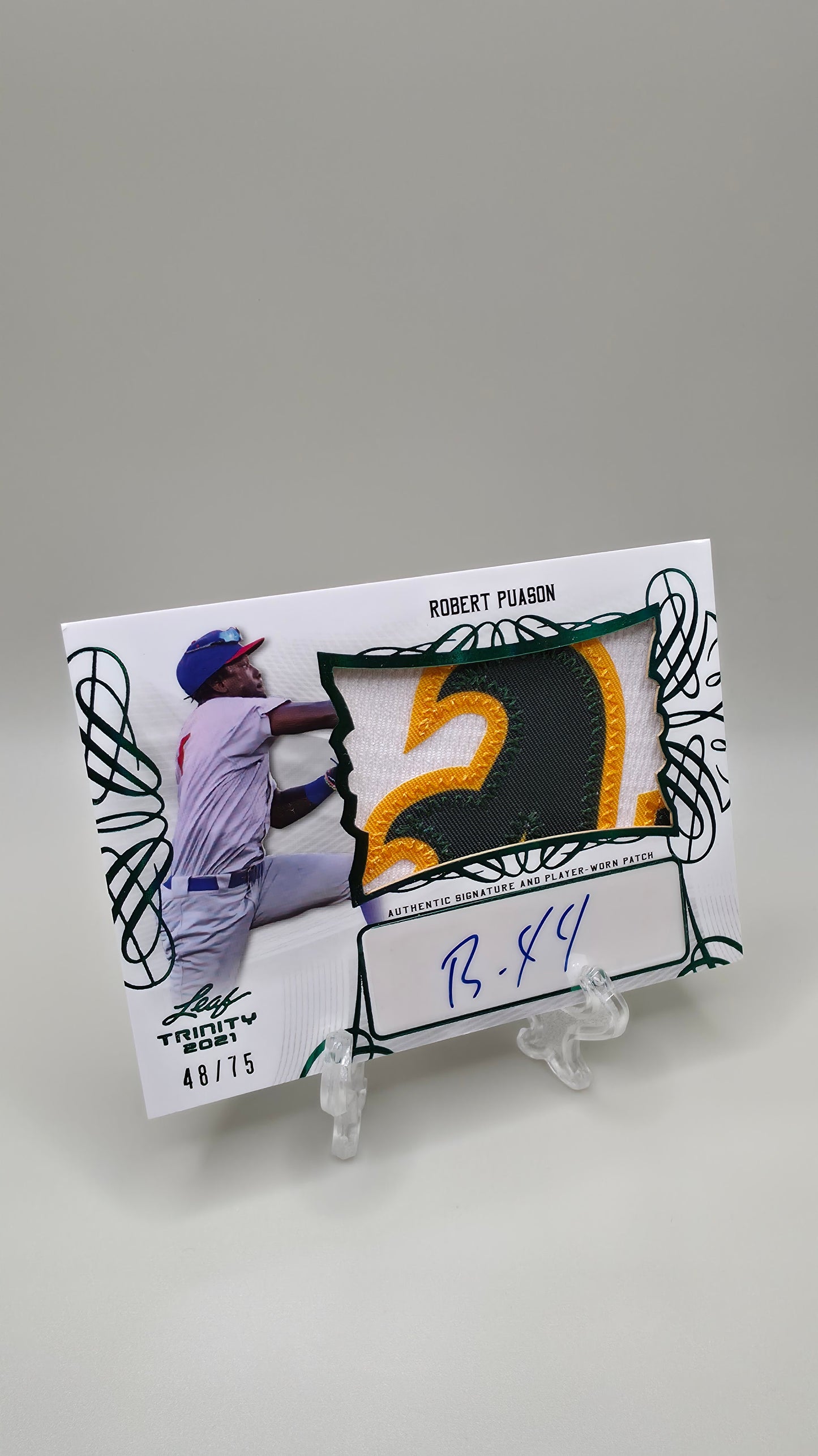 2021 Leaf Trinity Robert Puason Patch Auto #/75 Card # PA-RP1