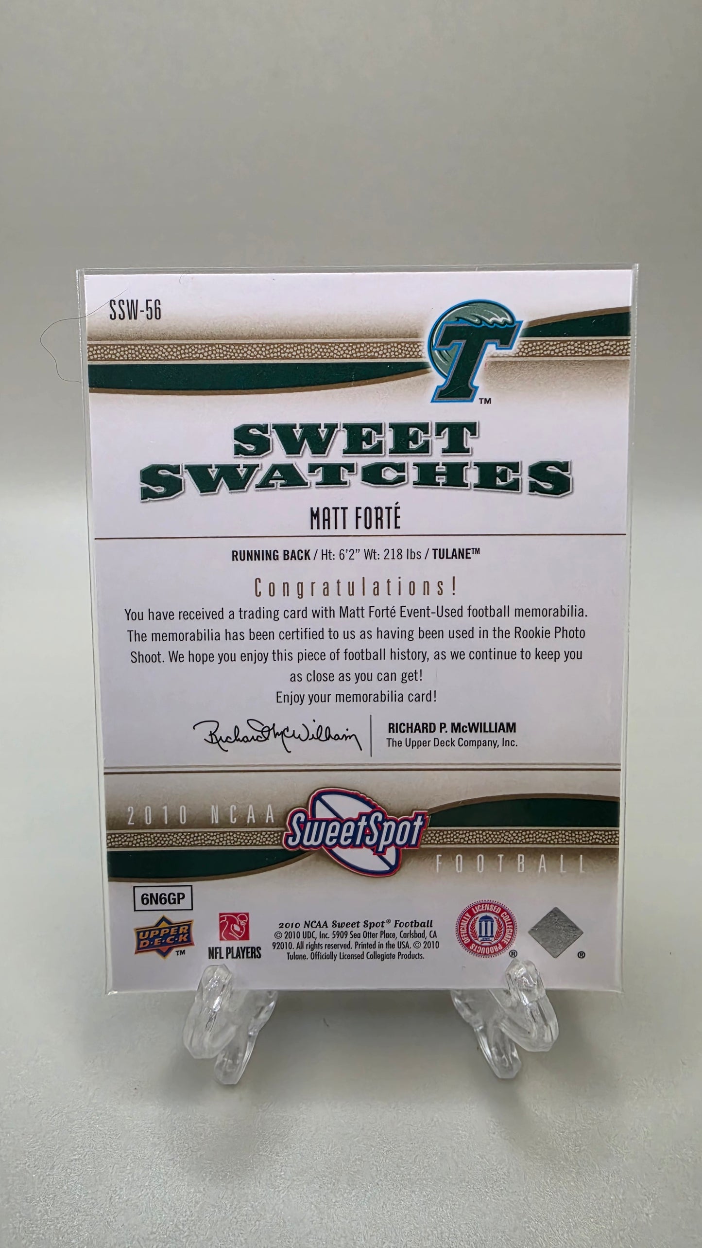 2010 Upper Deck Matt Forte Sweetspot Sweet Swatches #SSW-56