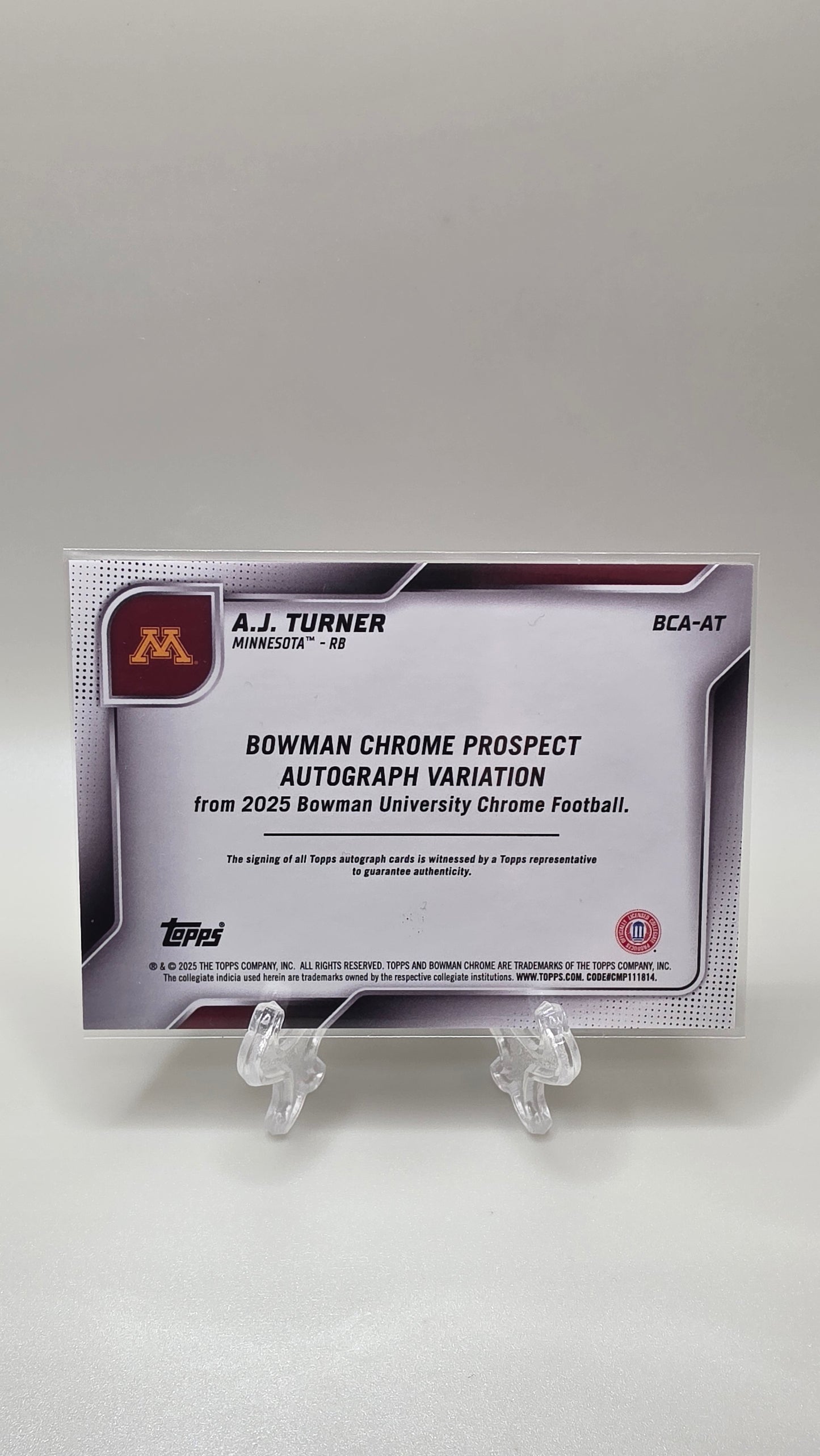 2025 Bowman Chrome 1st A.J. Turner Auto Card # BCA-AT