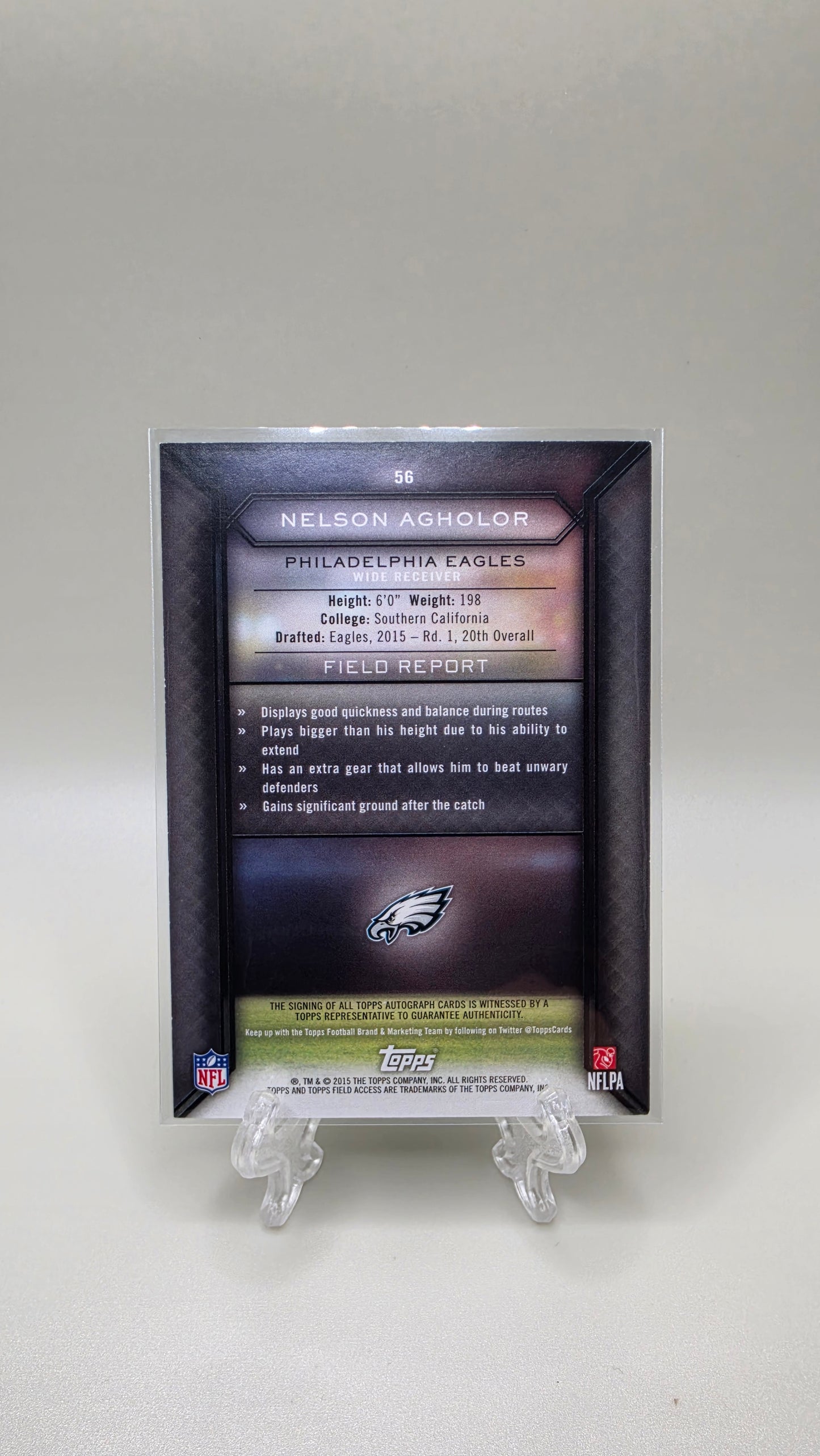 2015 Topps Football Nelson Agholor Rookie Auto Card #56