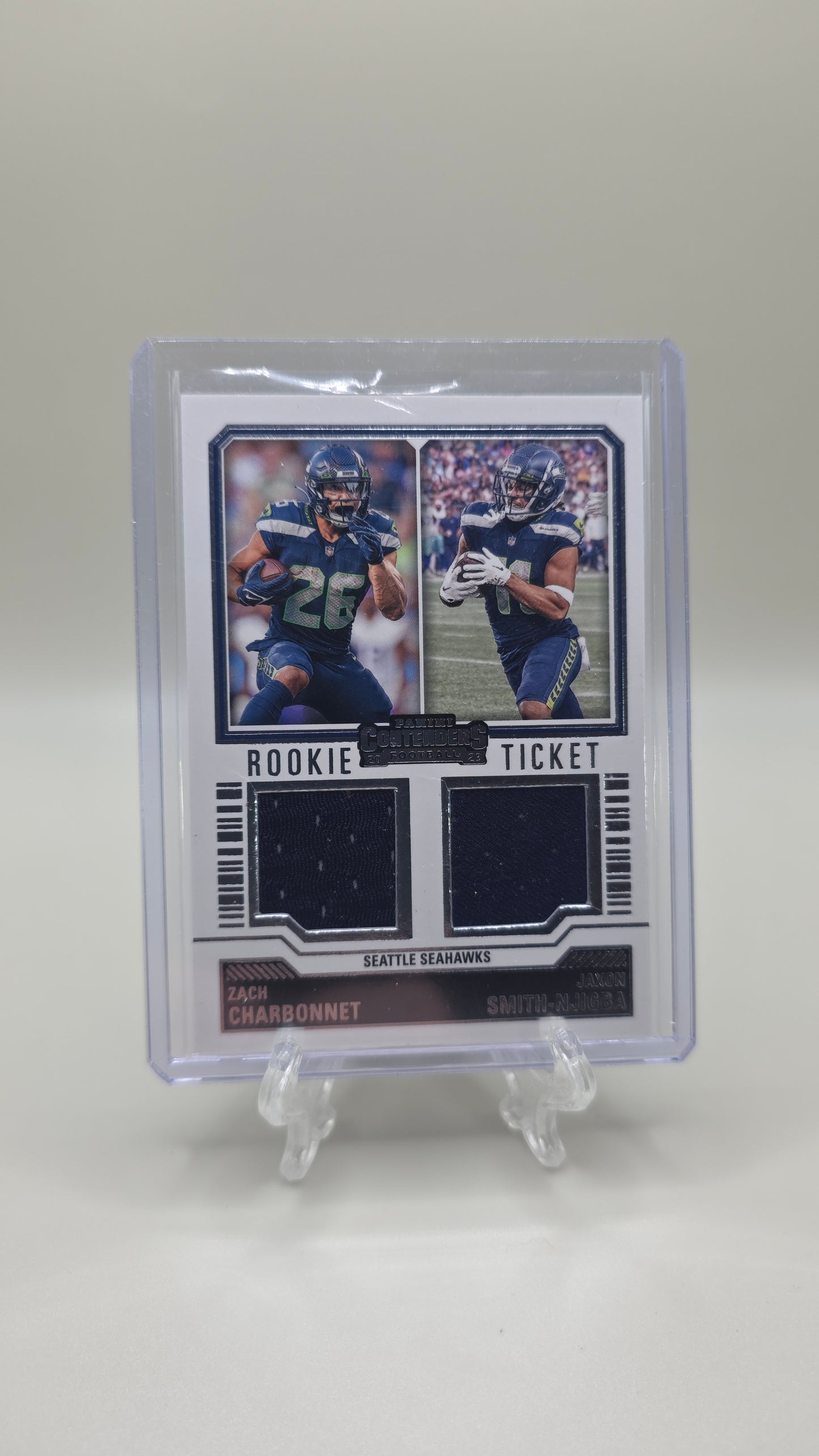Zach Charbonnet & Jaxon Smith-Njigba Rookie Ticket Jersey Card #DS-13