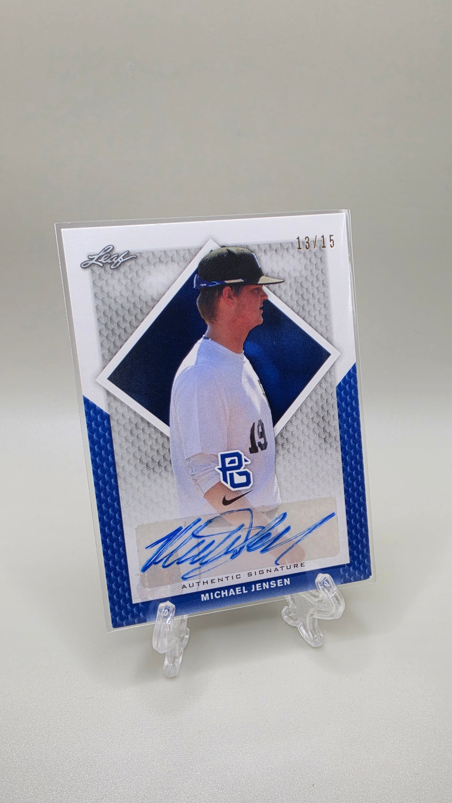 2016 Leaf Trading Perfect Game Michael Jensen Blue Auto #/15 Card # BA-287