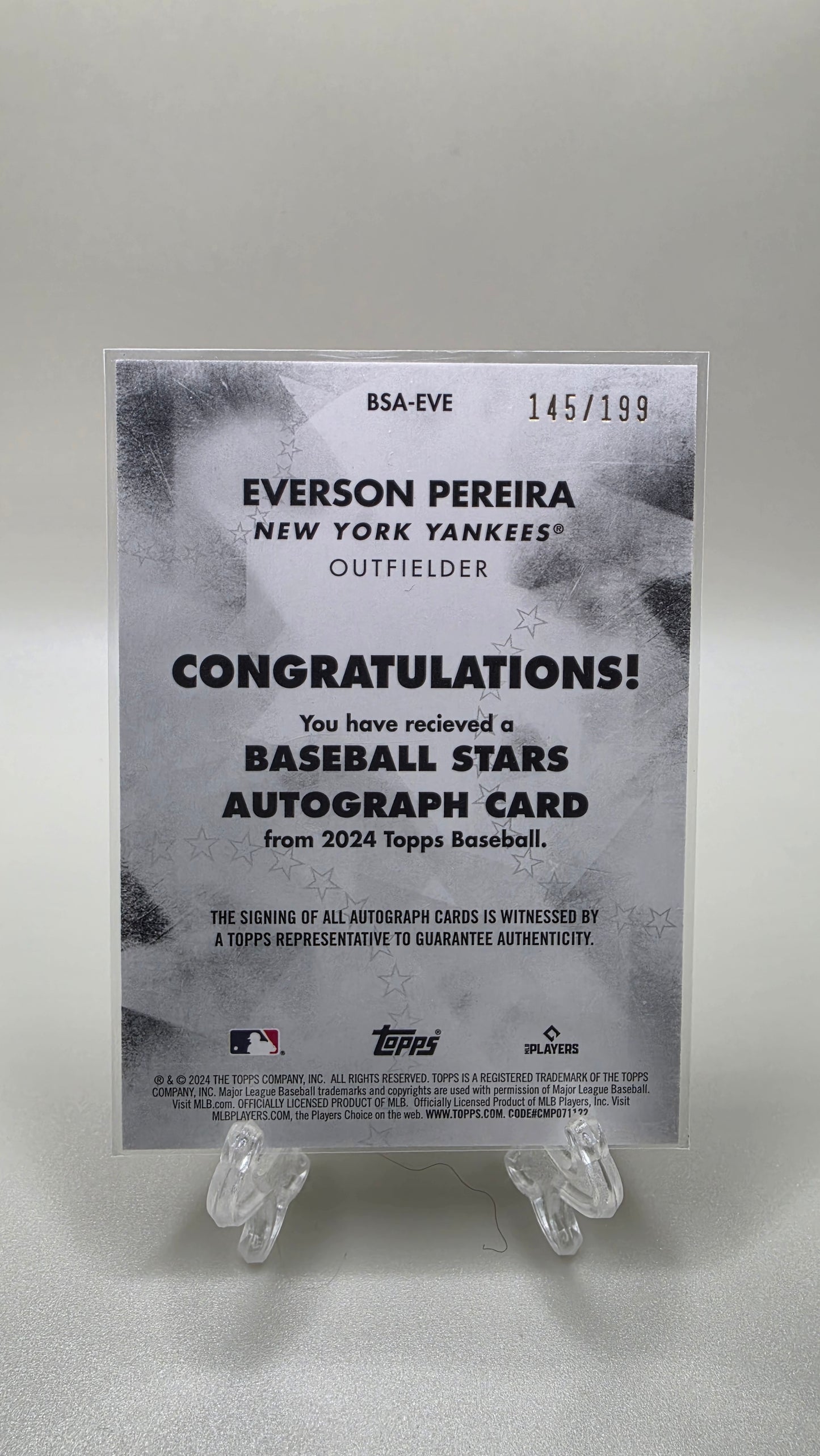 2024 Topps Everson Pereira Baseball Stars Auto /199 #BSA-EVE