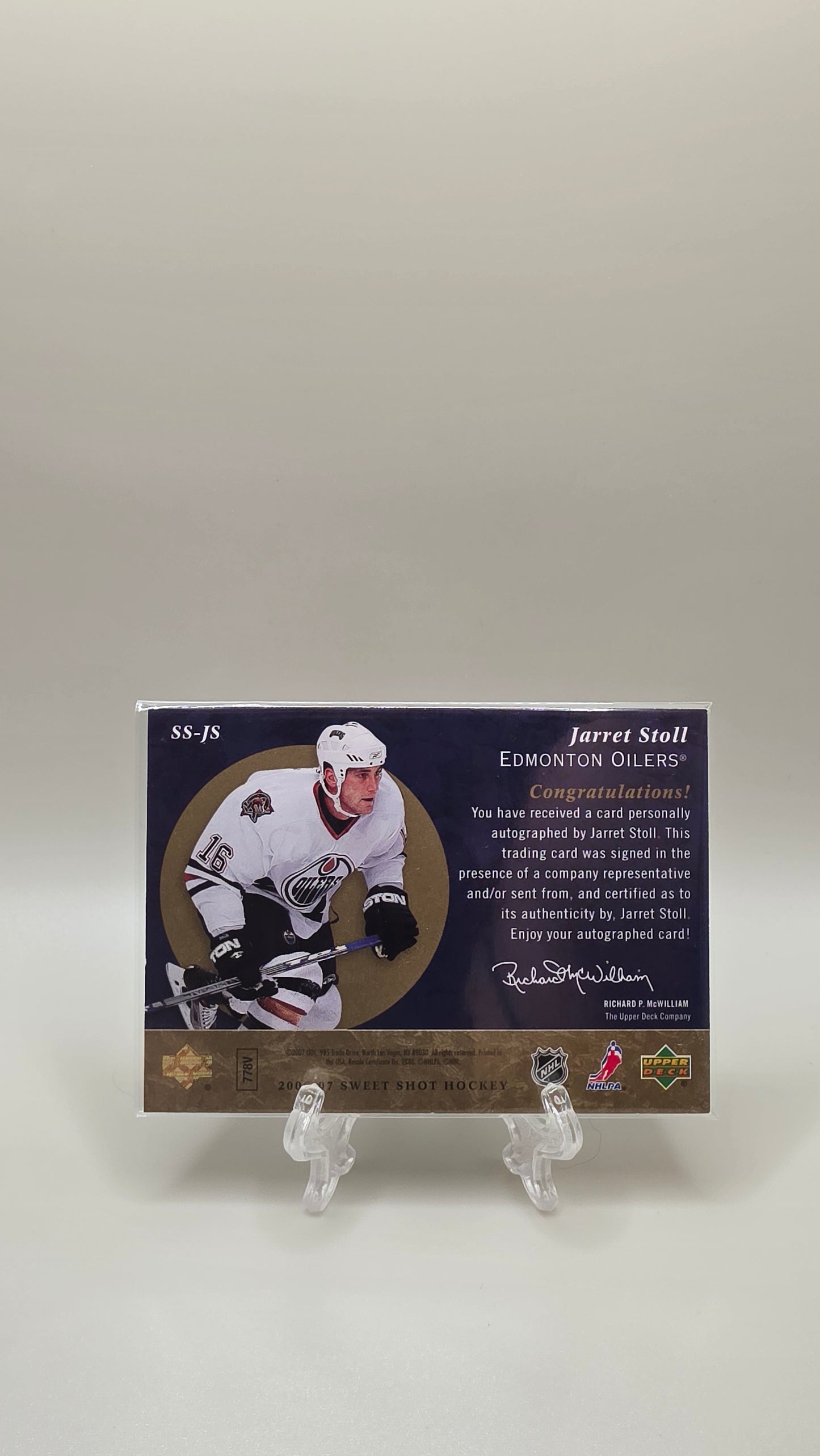 2006-07 UD Hockey Jarret Stoll Signature Shots Sweet Shot Auto Card # SS-JS